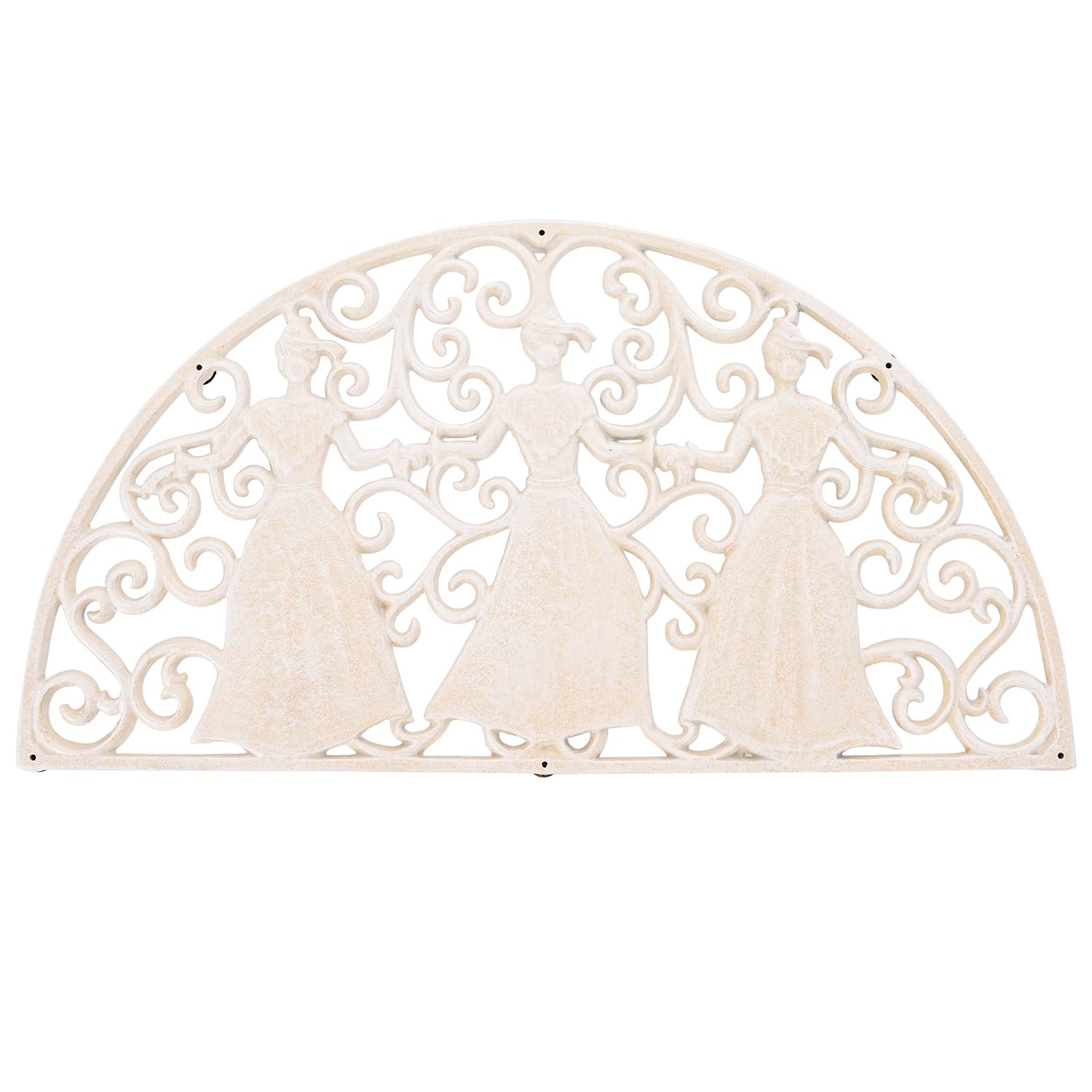 Sungmor Paillasson décoratif en fonte Demi Lune à volutes Blanc