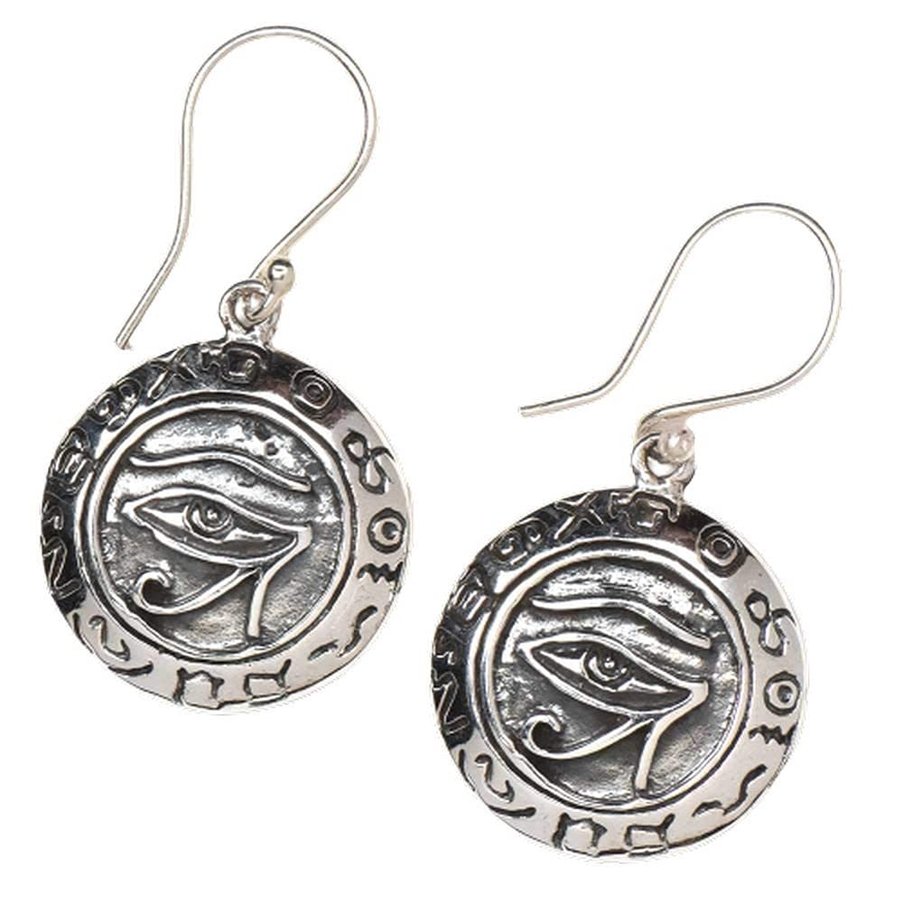 Indian-Shelf Handmade Vocalforlocal Evil Eye Charm 92.5 Sterling Silver Earrings (3.50 cm, Silver)