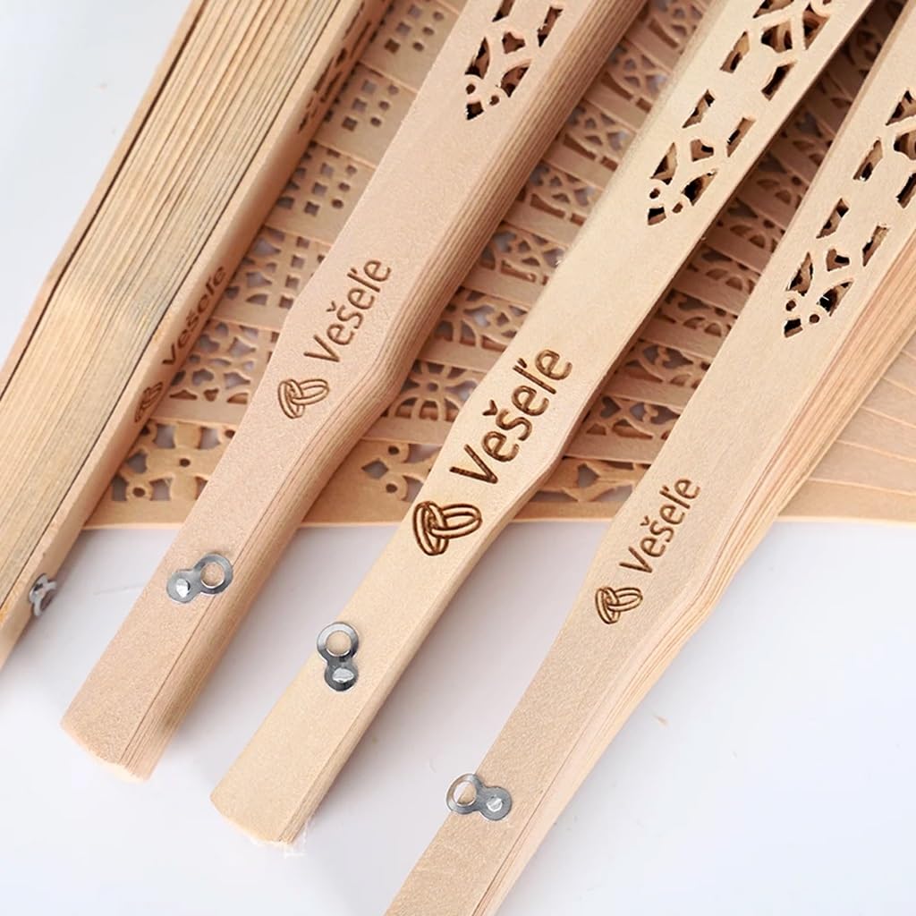 20/50/100 Piezas De Abanico De Mano Plegable De Madera Grabado Personalizado, Abanicos De Personalidad De Boda, Abanico De Mano Plegable Personalizado, Cumpleaños, Decoración De Fiesta De Bebé (Size