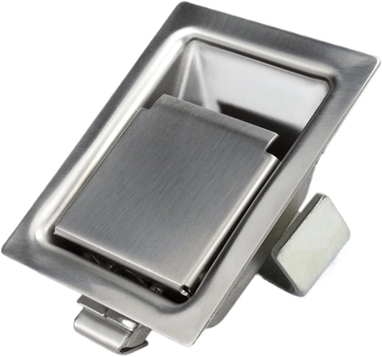 Pull Type Panel Lock Latch Lock Stainless Steel Flat Small Toolbox Equipment Lock Industrial Hardware 1Pcs(Iron-with Lock)