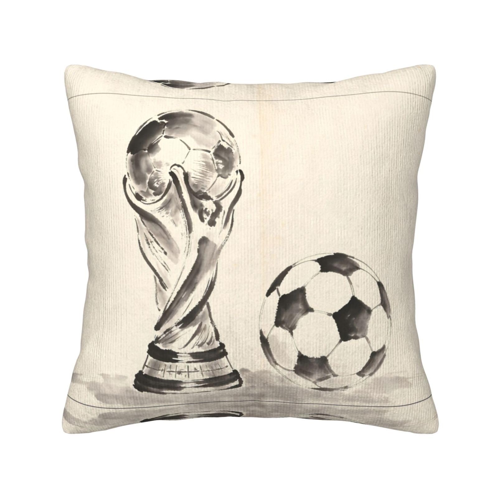 HGIUYDRD Sketch Trophy Ball Print Corduroy Throw Pillow with Invisible Zipper Closure for Living Room, Couch and Bed