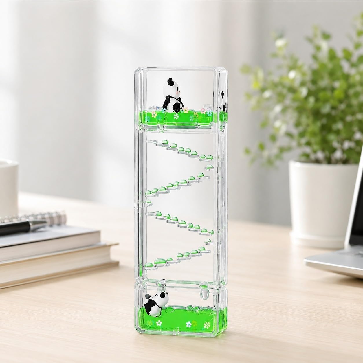 Panda Liquid Motion Timer Toy with Spiral Staircase, Sensory Visual Relaxation Toy for Kids & Adults-image-45