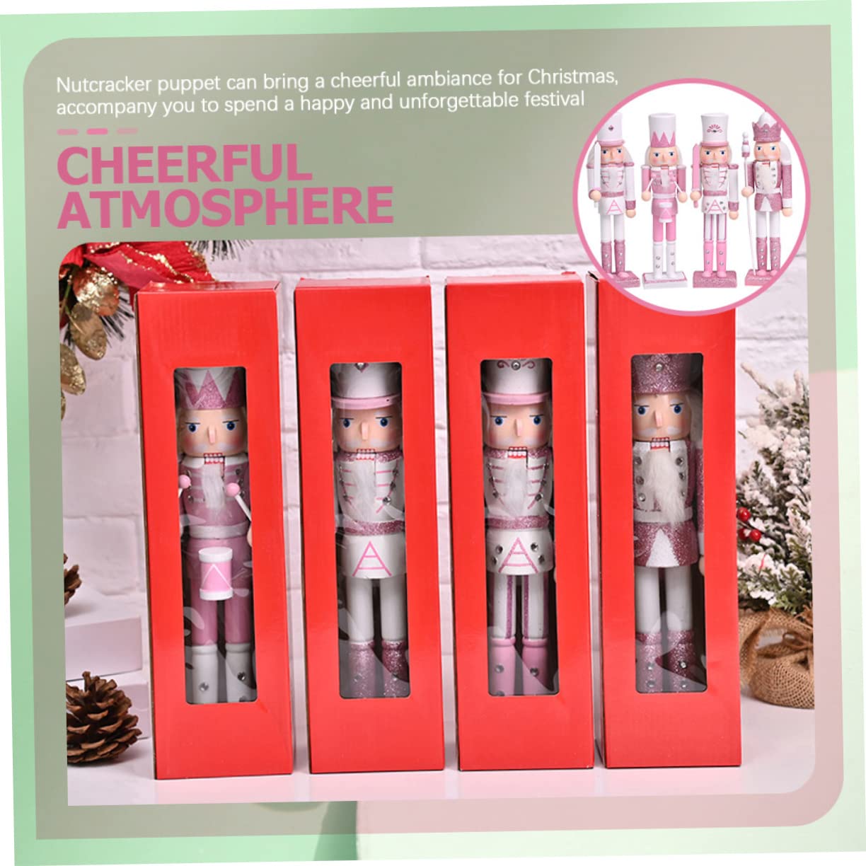 ULTECHNOVO 4pezzi Schiaccianoci Soldato in Legno Decorazione Natalizia Ornamento da Tavolo per Feste di Natale Forniture per Feste Regali per Ragazze Adolescenti