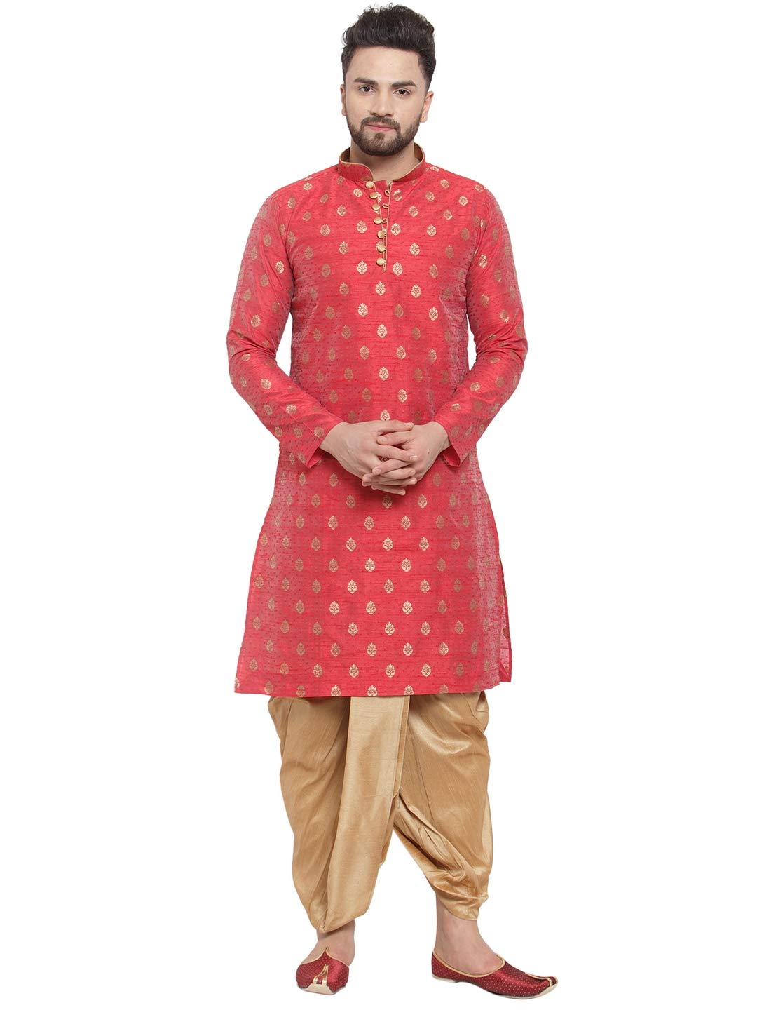 Men's Cotton Silk Kurta Dhoti Set-image-48