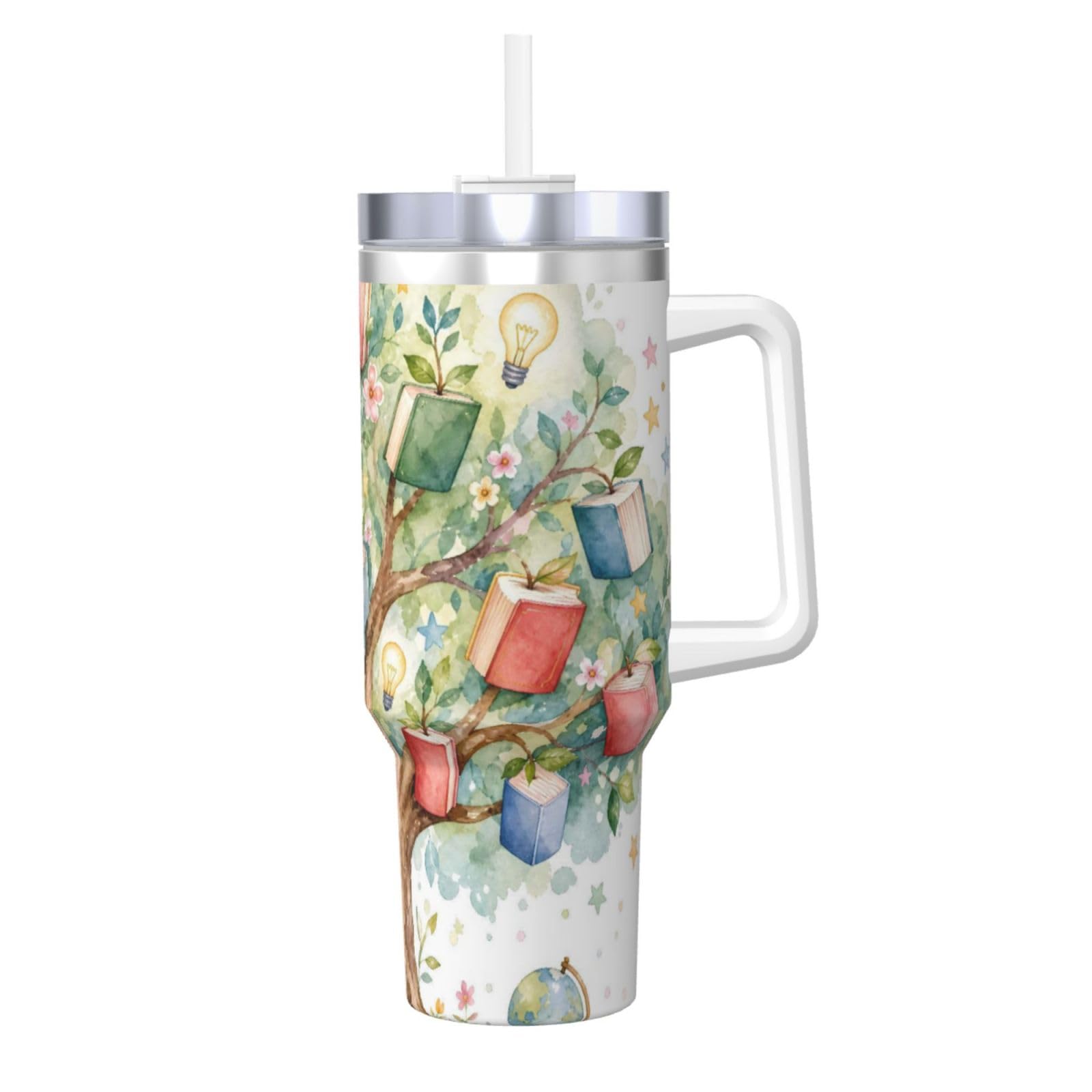 Taza de viaje de 40 oz con tapa y pajilla, botella de agua reutilizable para café y coche