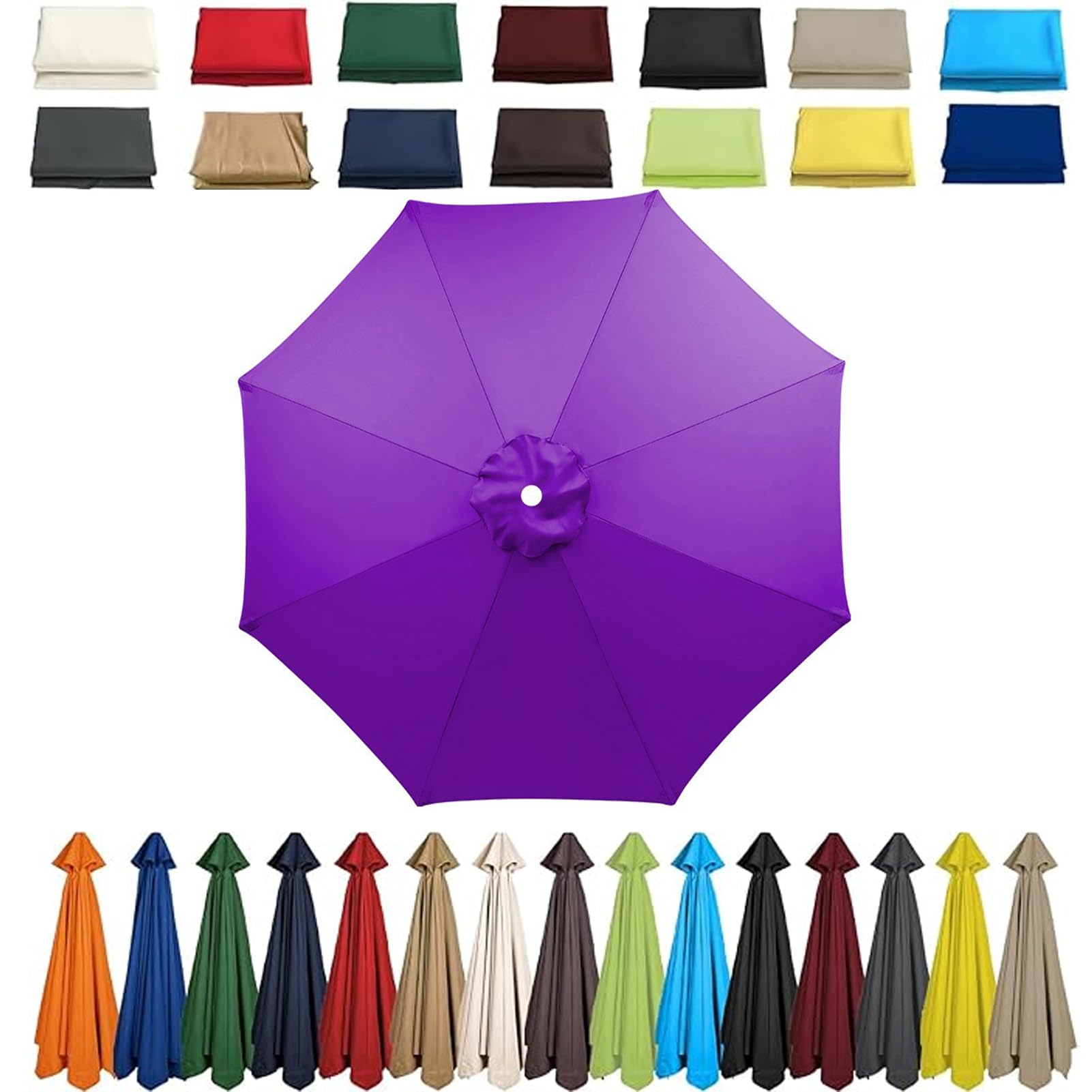 Garden Replacement Parasol Canopy,UPF 50+ Outdoor Sun Shade Cover