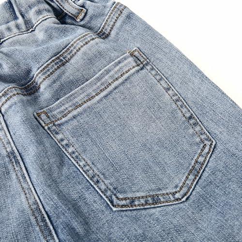 KIDSCOOL SPACE Girls Slim Jeans,Little Big Girls Ribbed Pull On Cargo Stretch Denim Pants3