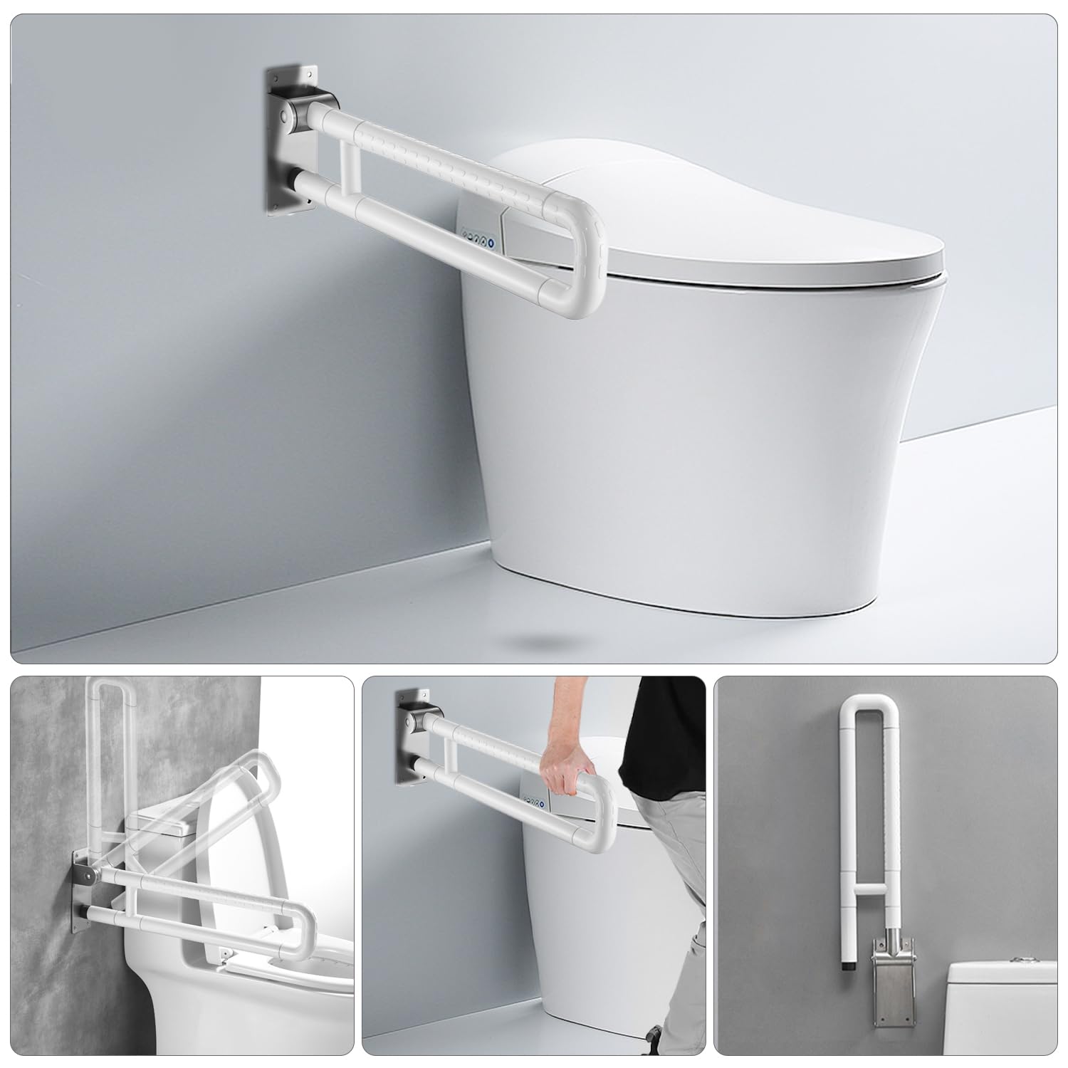 Maniglione Bagno Disabili 60cm, Maniglia Doccia Anziani, Maniglione Pieghevole Antiscivolo in Acciaio Inox, Per Anziani, Disabili,Supporta 300-350kg