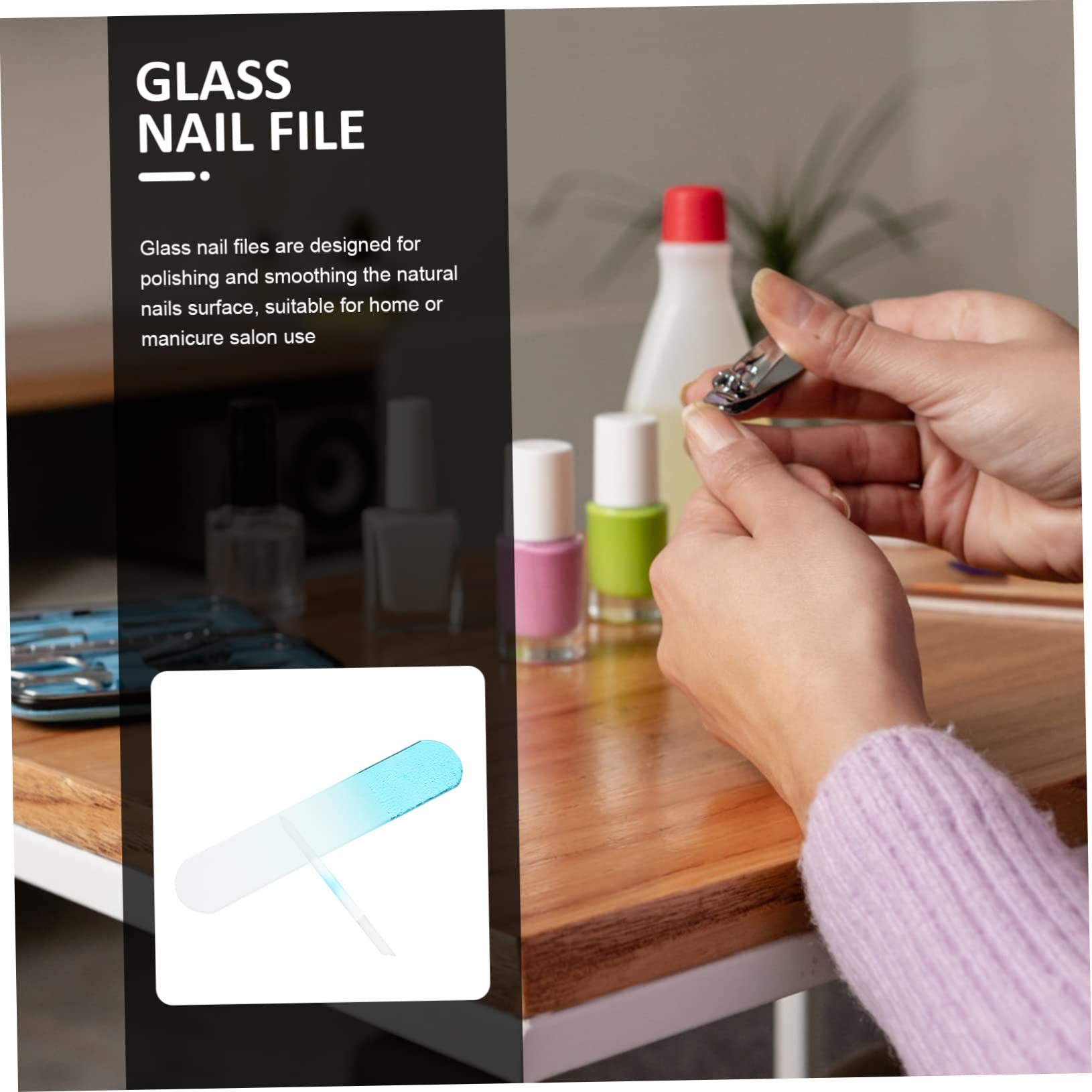 Healeved 8stücke Glas-nagelfeilen Professionelle Maniküre-werkzeuge Für Naturnägel Ergonomisches Design Mit Blauem Griff Für Zuhause Und Salongebrauch