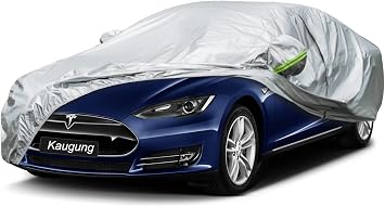 Kaugung Oxford Sedan Car Cover Custom Fit Tesla Model S from 2012 to 2025, Waterproof All Weather with Zipper Door, Sun Rain Dust Snow Protection. from US Warehouse, Arrive Within 3-7 Days