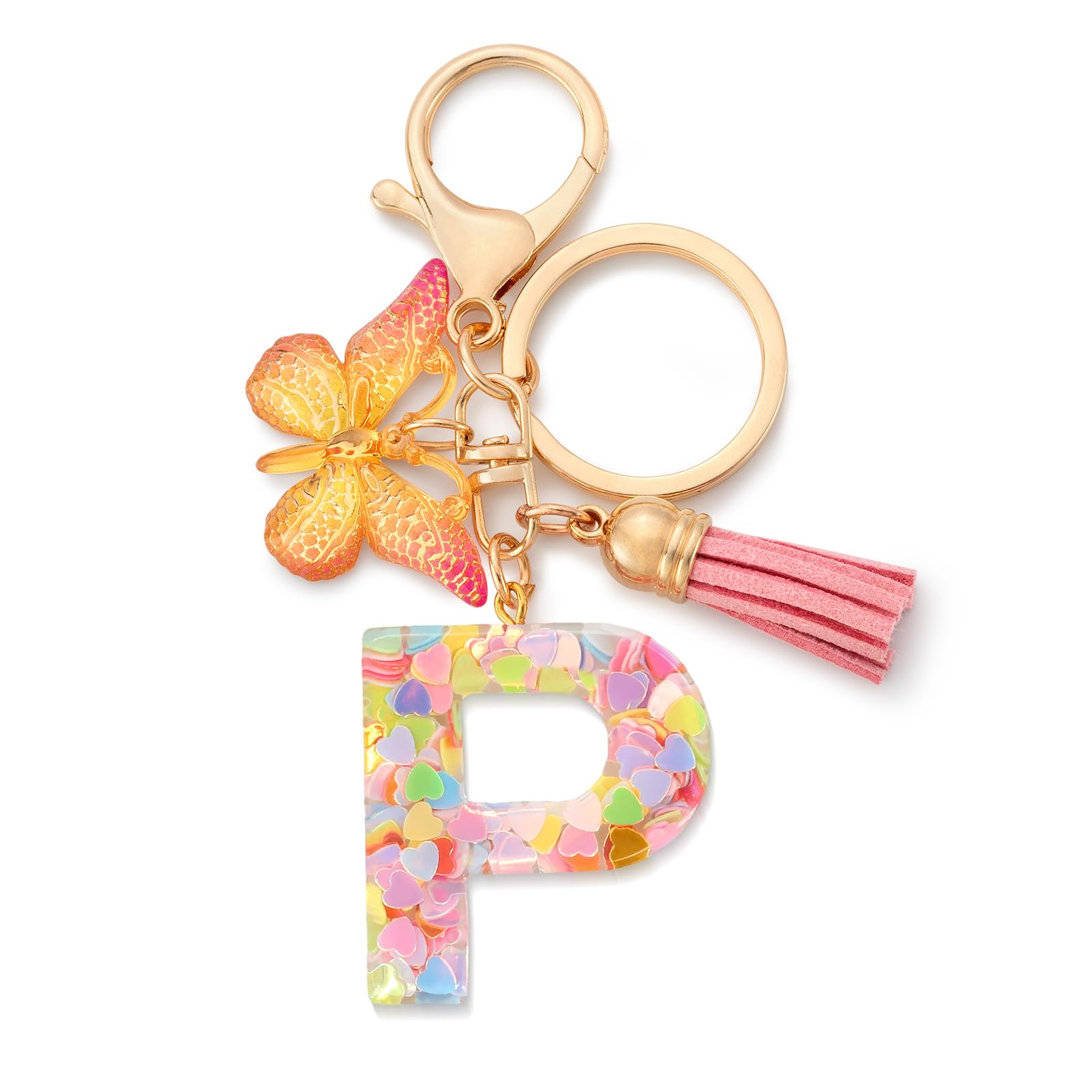 CHUQING Schlüsselanhänger Buchstabe Mädchen Schlüsselanhänger Schmetterling mit Anfangsbuchstabe für Frauen Damen