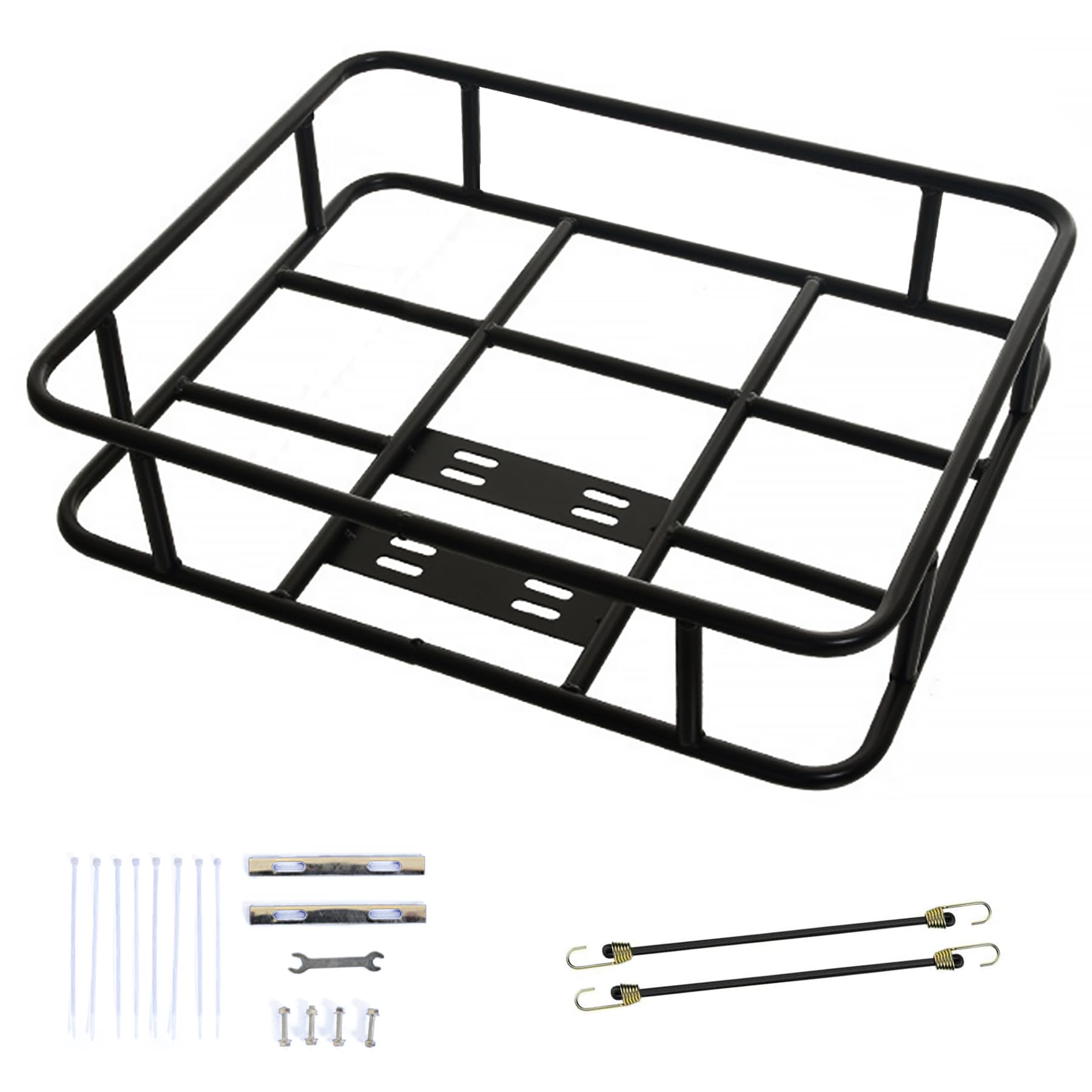 CZEAR 自転車 後ろカゴ 後用浅型ラック 通勤 ツーリング 軽量 簡単取付け 大容量 (約48×38×12cm)