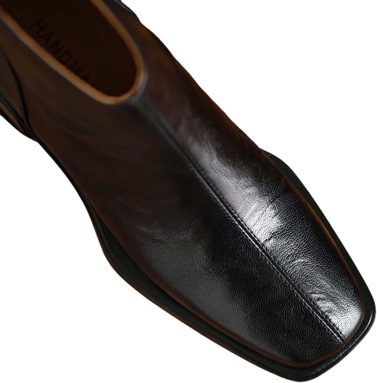 TinaCus Women's Leather Square Toe Ankle Booties Handmade Back Zipper Chunky Low Heel