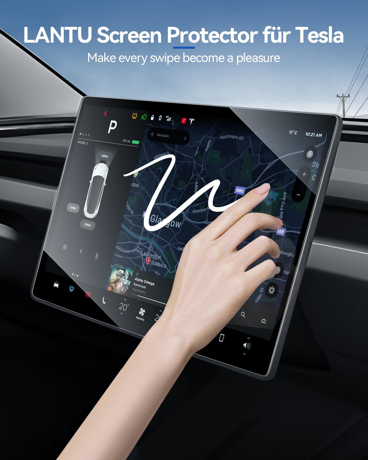 2 Piezas Protector de Pantalla para Tesla Model 3 2024-2026 Y Model Y 2025, 15,4" Y 8" Pantalla Trasera 9H Vidrio Templado Protección de Pantalla, Antirreflejo Anti-Huellas Película de Pantalla