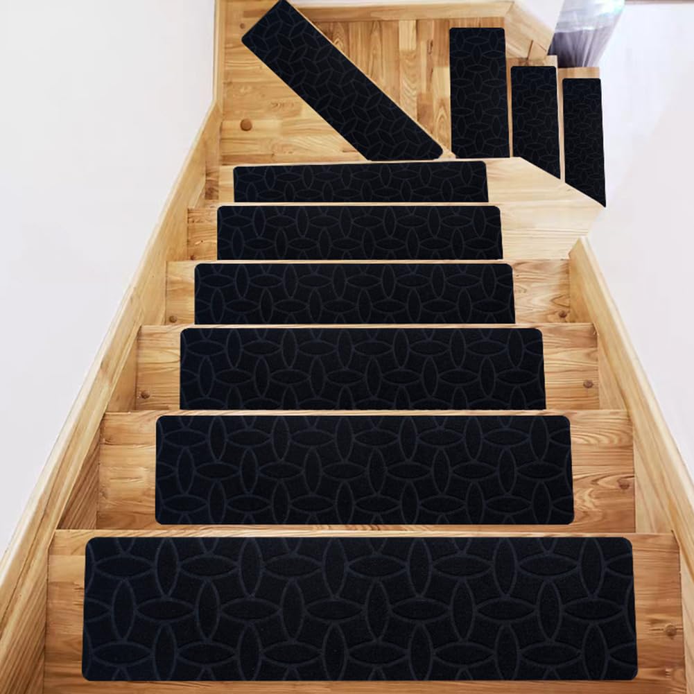 DFrywdgSEY Stair mats, set of 7, rectangular stair carpet, non-slip, modern for children, elders, pets(A7)