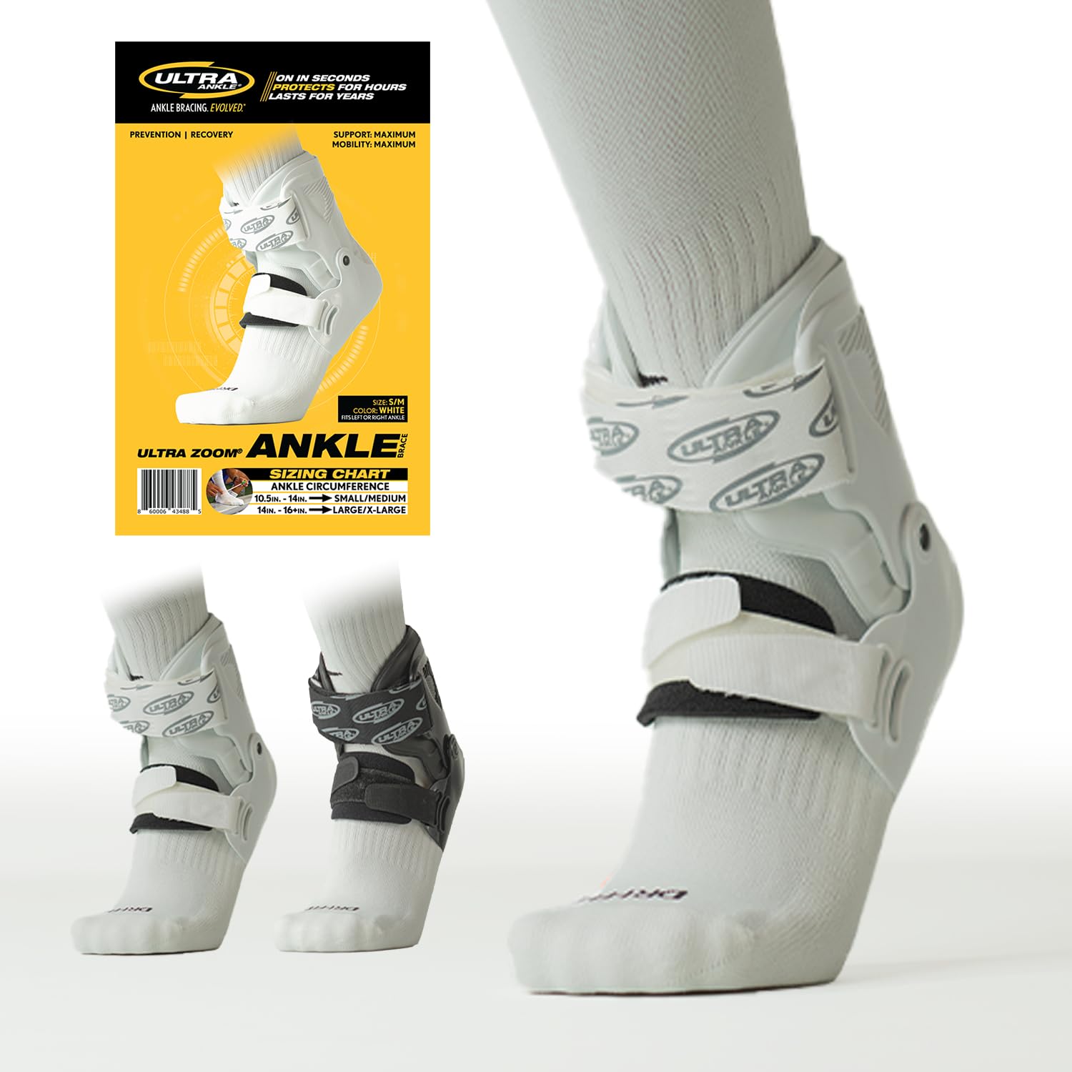 Ultra Zoom Ankle Brace for Sprained Ankle Recovery & Sports Support – Soft Shell Hinged Stabilizing Brace for Soccer, Basketball, Volleyball, Football – Men & Women Athletic Injury Prevention