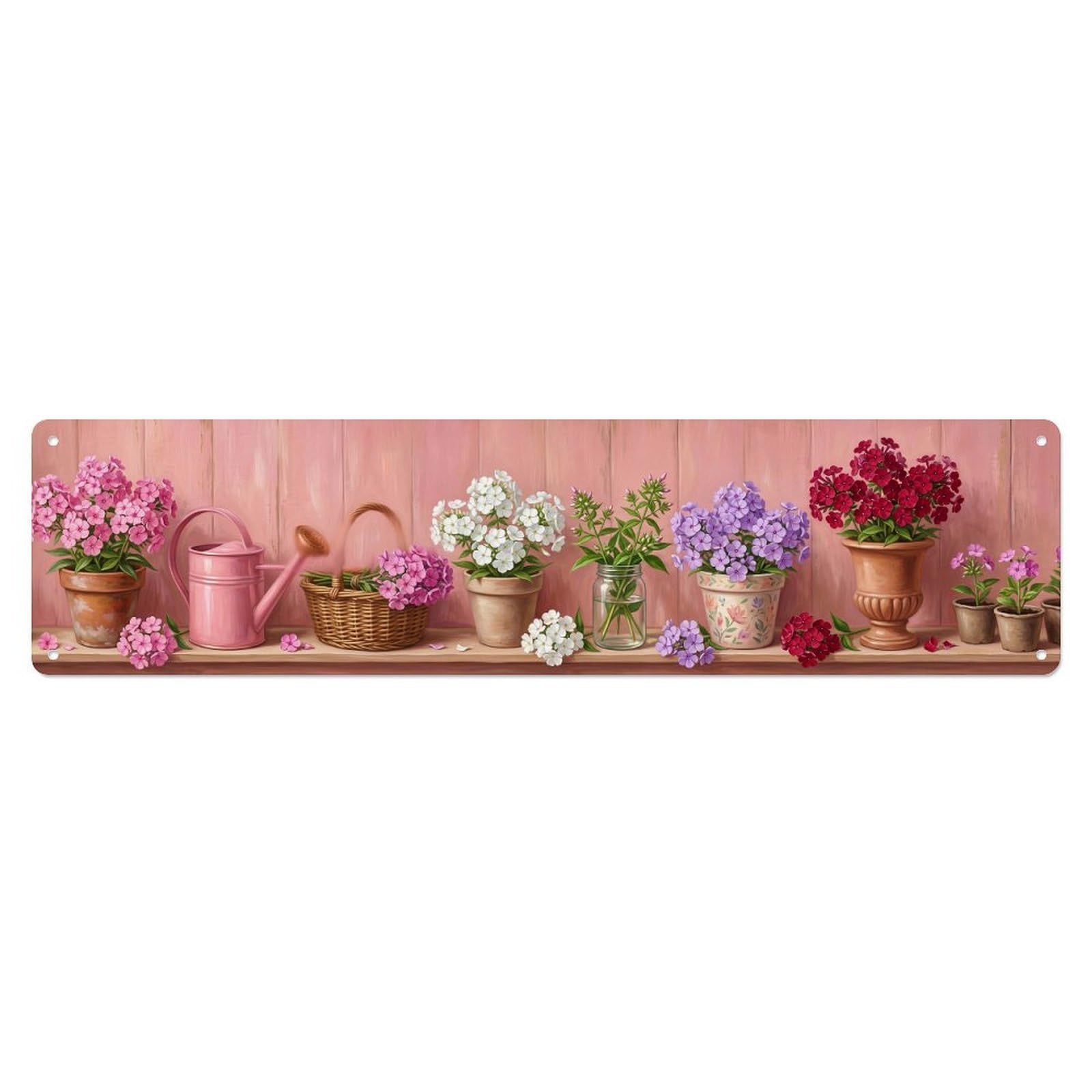 Garden Tools Vintage Phlox Summer Fragrant Pattern Metal Tin Sign