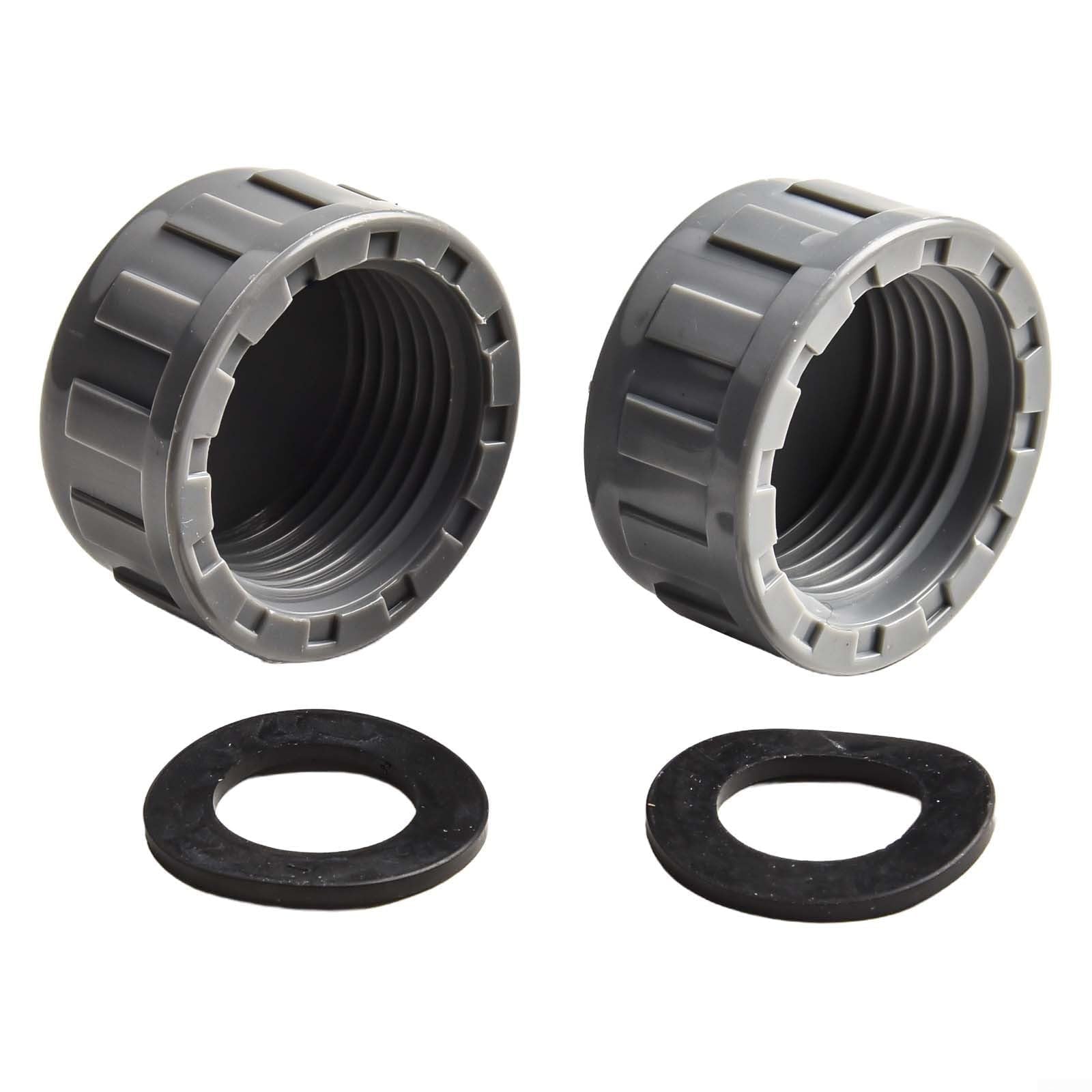 PVC Threaded Cap Set Female Thread Hose Connector with Rubber Seals Grey 20mm 25mm 32mm Pipe End Protection 2 Pieces(32mm)