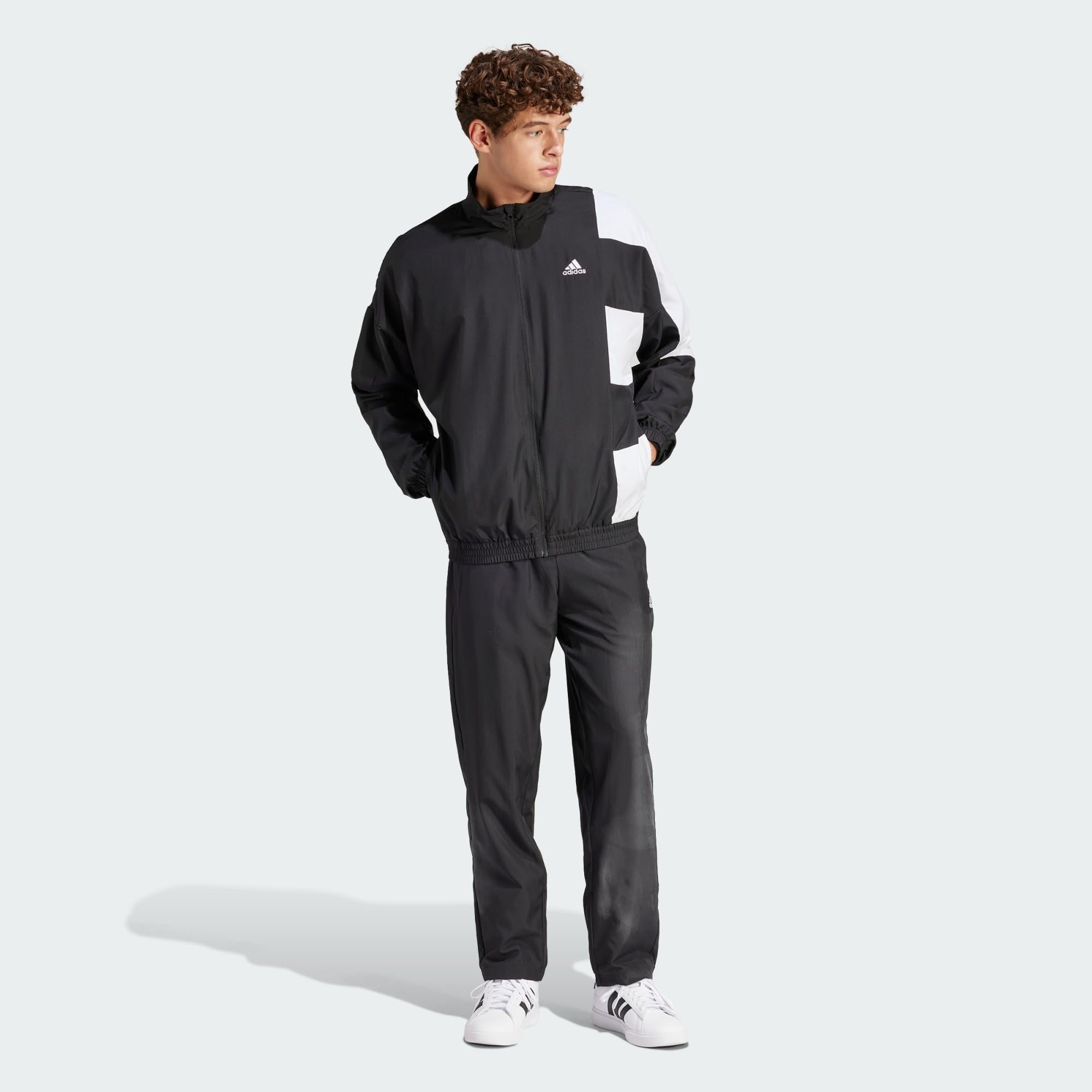 black white adidas tracksuit