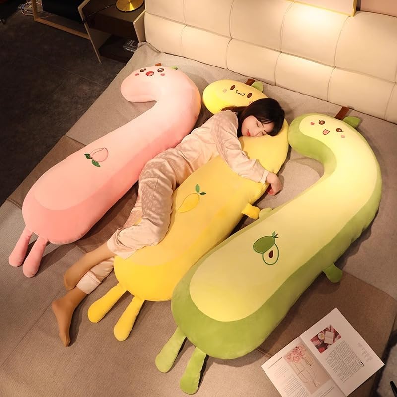 Kuscheltier XXL SüßE Lange Avocado, Pfirsich PlüSchtiere, Ergonomisch Geformtes Schlafkissen, Weich Und Bequem Kuschelkissen FüR Kinder, Erwachsene Und Schwangere XXL Squishy (120cm,Avocado)