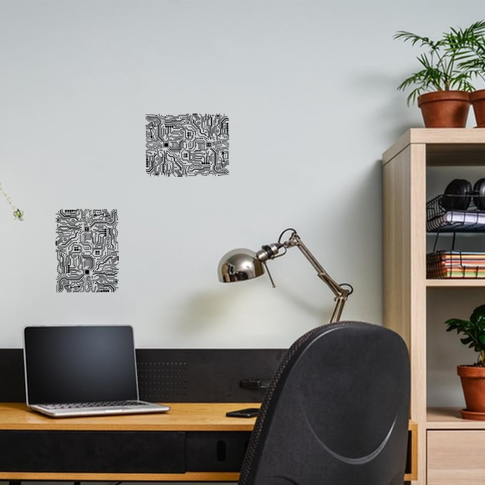 INFUNLY 2-Piece Circuit Board Stencil Set - 8.5x11 Inch Adhesive Stencils for Painting, Mesh Background, Wood Home Decor - Image 6