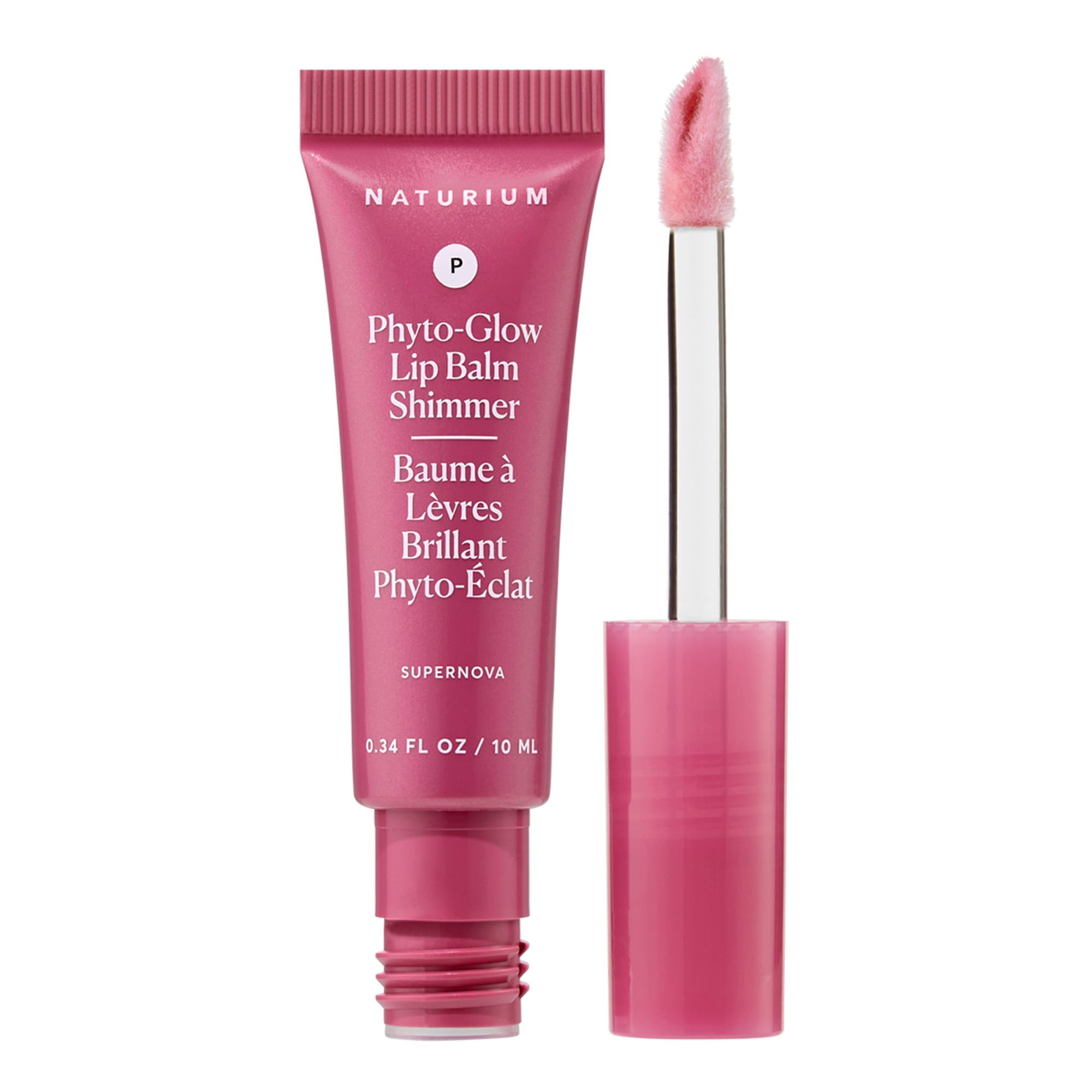 Naturium Phyto-Glow Lip Balm Shimmer, Nourish & Hydrate Lips with Shea, Cupuaçu Butter, Plant Squalane and Geodiamond Pearls, 10 ml / 0.34 fl oz, Shade: Supernova