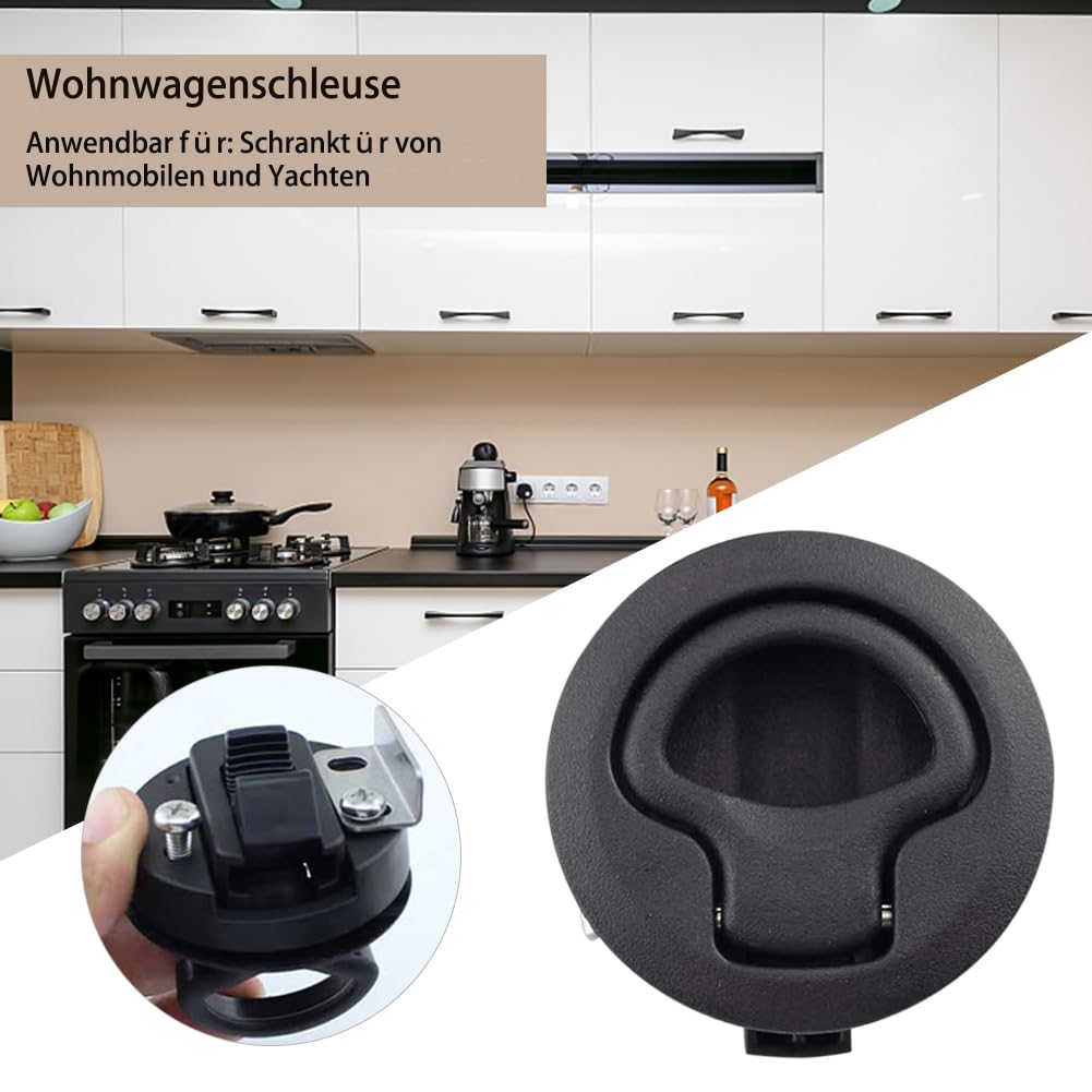 4 Stück Push Lock Schloss Wohnmobil, Klappenschloss Möbelschloss, Einlassgriffschloss, bündige Luke, Schließfach, Schrank, Zuglift, Lukenriegelschloss für Wohnmobil, Wohnwagen, Marine, Boot