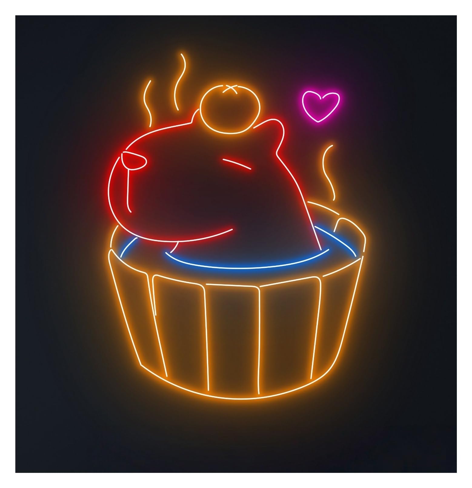 RONGCH Hanging Art Neon Signs Capybara Onsen Neon Sign Led Light Nursery Room Wall Decor Pet Zoo Gameroom Bedroom Bar Livingroo 55cm