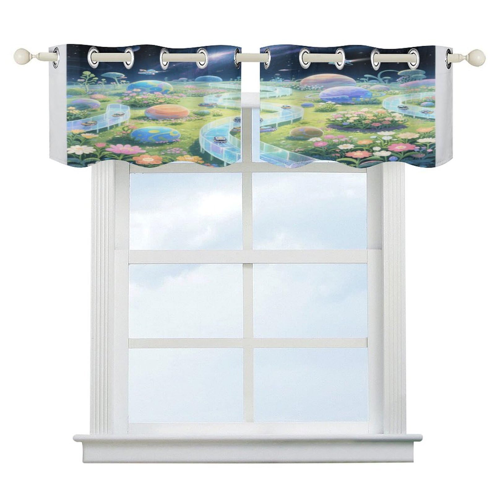 Fekiloot Style Interstellar Garden Short Curtains Valance Curtain