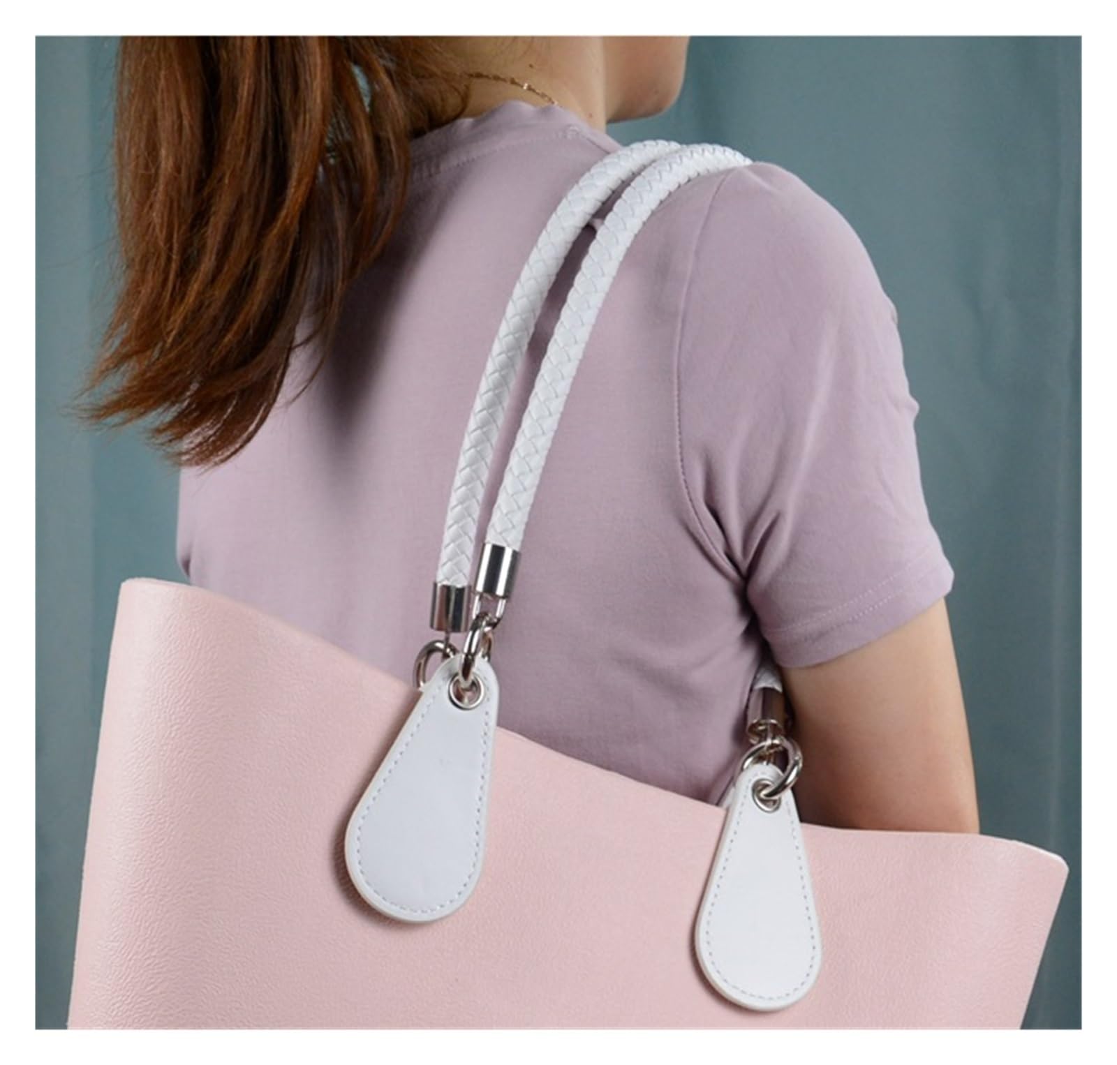 1 para PU tkanych plecionych skórzanych uchwytów linowych pasek na akcesoria do torebek Tote Bag damskie akcesoria do torebek(Dark grey long)