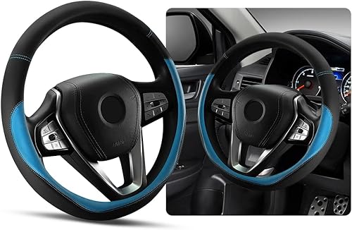 Ziciner Funda para volante, de cuero suave, duradero, elástico, de alta calidad, forro antideslizante, antideslizante, accesorios universales para