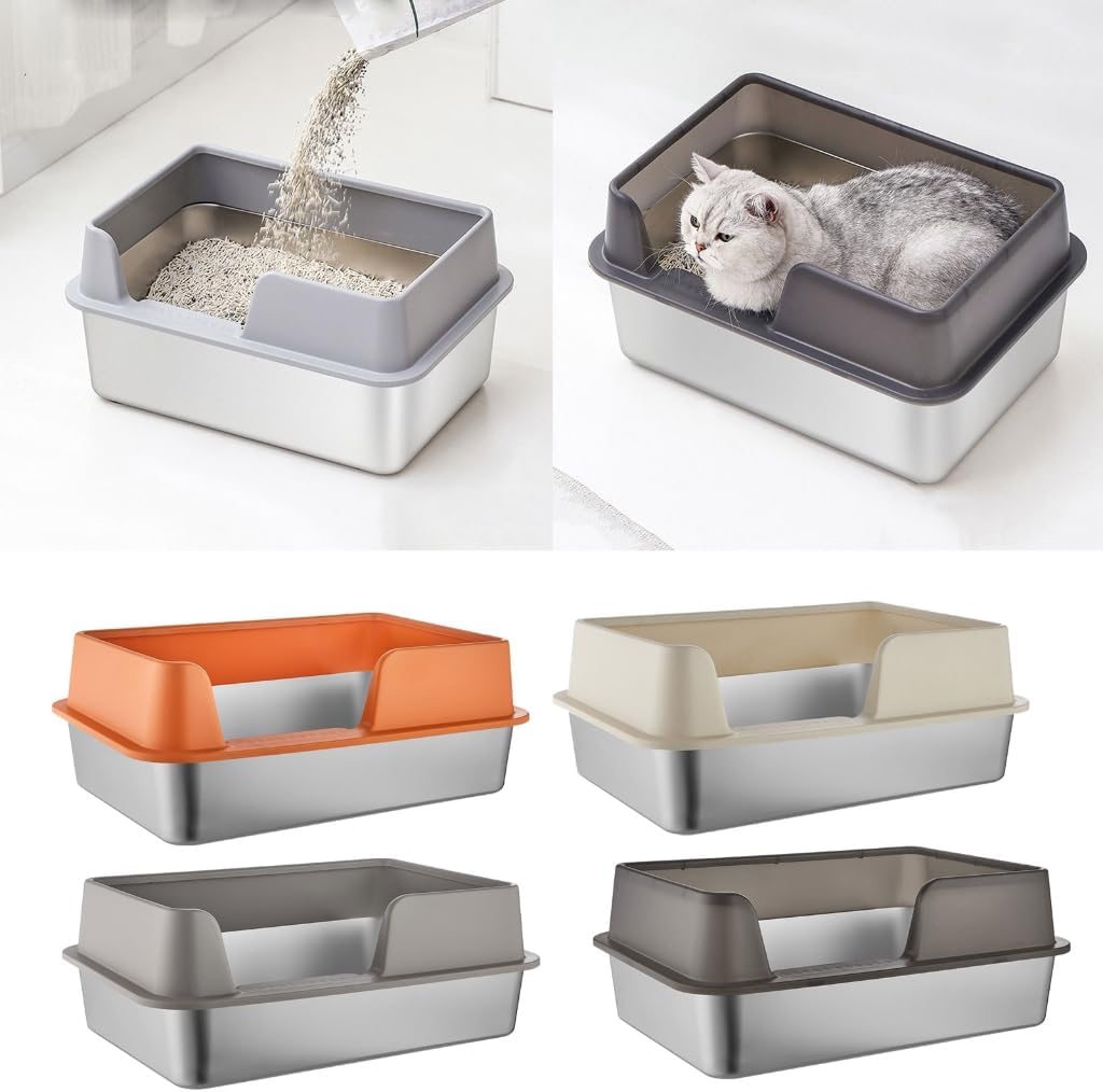 Cats Litter Pans for Older Cats Stainless Steel Small Smooth Surfaces Hard and Safe for Easy
