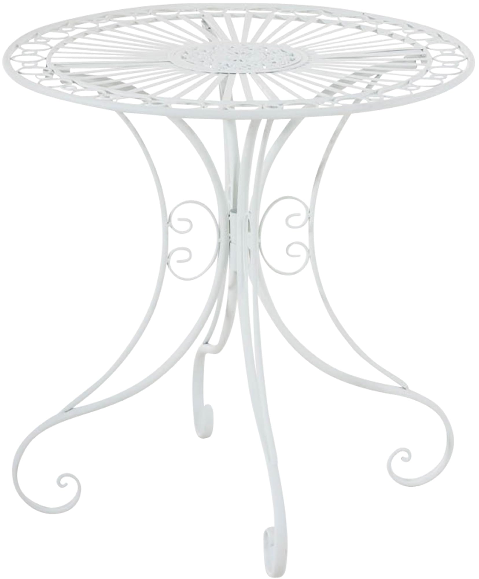CLP Mesa de jardín Hari | Mesa Auxiliar de Exterior en Estilo rústico | Mesa de terraza Redonda 70 cm de diámetro, Color:Blanco