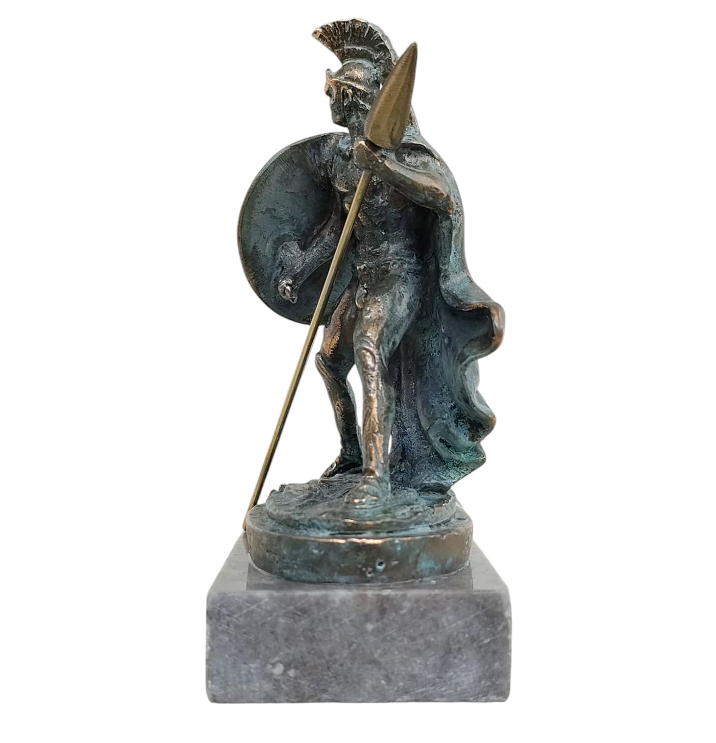 Statua in bronzo del guerriero greco della guerra di d'Achille con base in marmo, 14 cm
