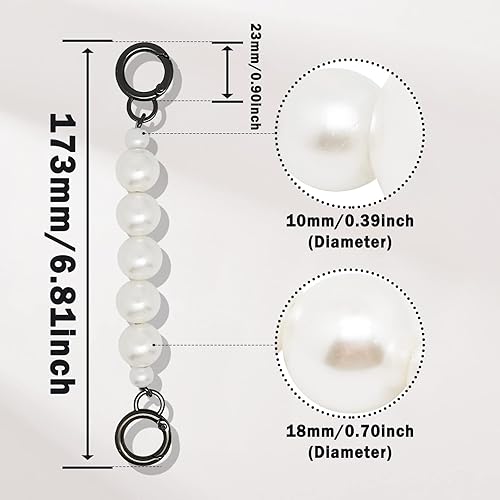 Miniatura 2 de 2 extensiones de correa de cadena de perlas de imitación de 7 pulgadas, cadena de bolso con asa de perla, accesorios de cadena de repuesto para
