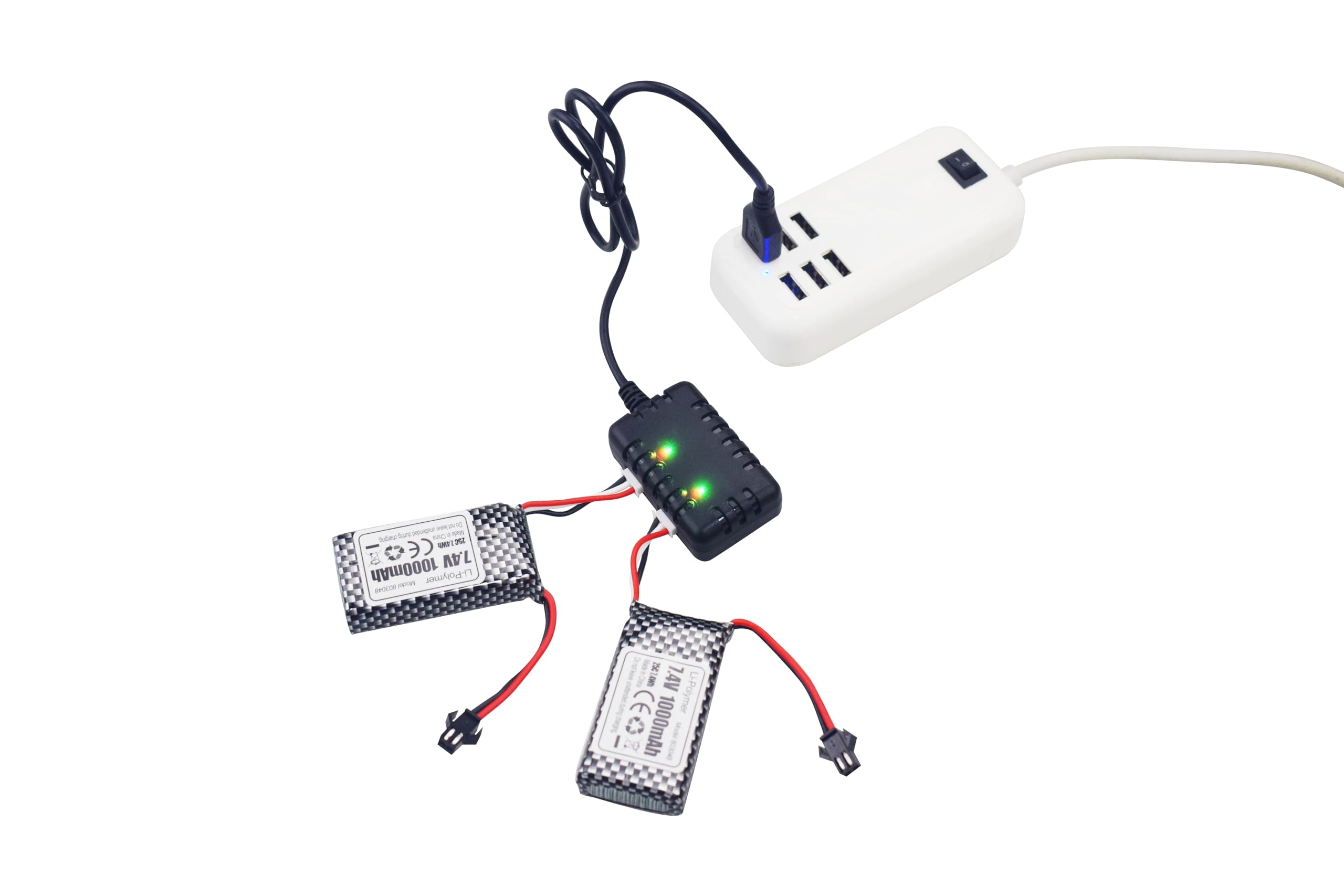 2PCS 7.4V 1000mah 2S SM-2P Plug Lipo batteria con 2-in-1 caricabatterie per 1601AMP 1601AMP2 1601AMP3 RC Veicolo anfibio RC Veicolo RC Barca RC Drone Batteria