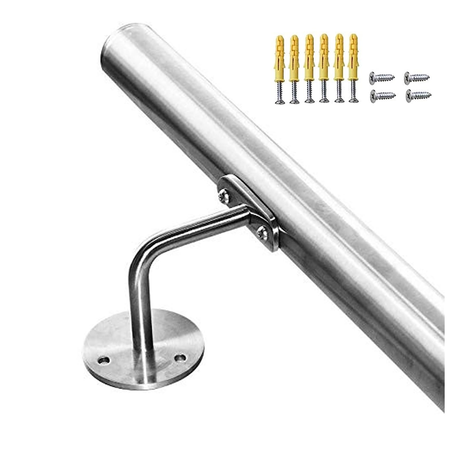 Scale antiscivolo in acciaio inox per appartamenti/garage/loft, 180 cm (2 sezioni), barre di sostegno per appartamenti, garage, loft, con viti, colore argento