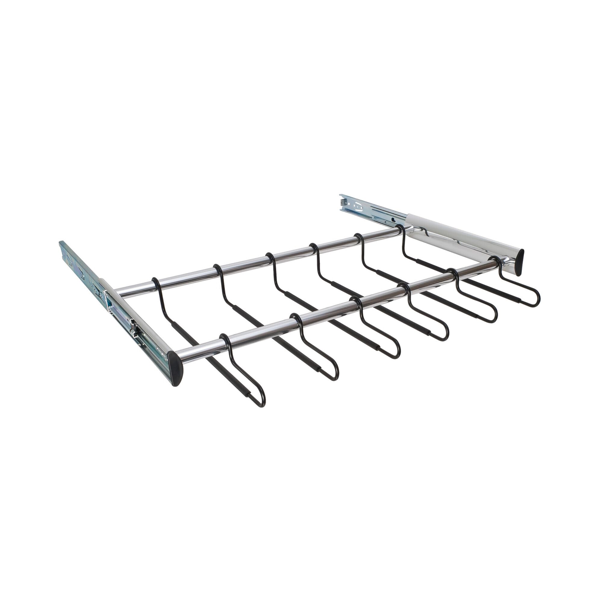 Brixwell QINF-003 12 Hanger Pants Rack Pull Out, Full Extension Slide Polished Chrome Finish