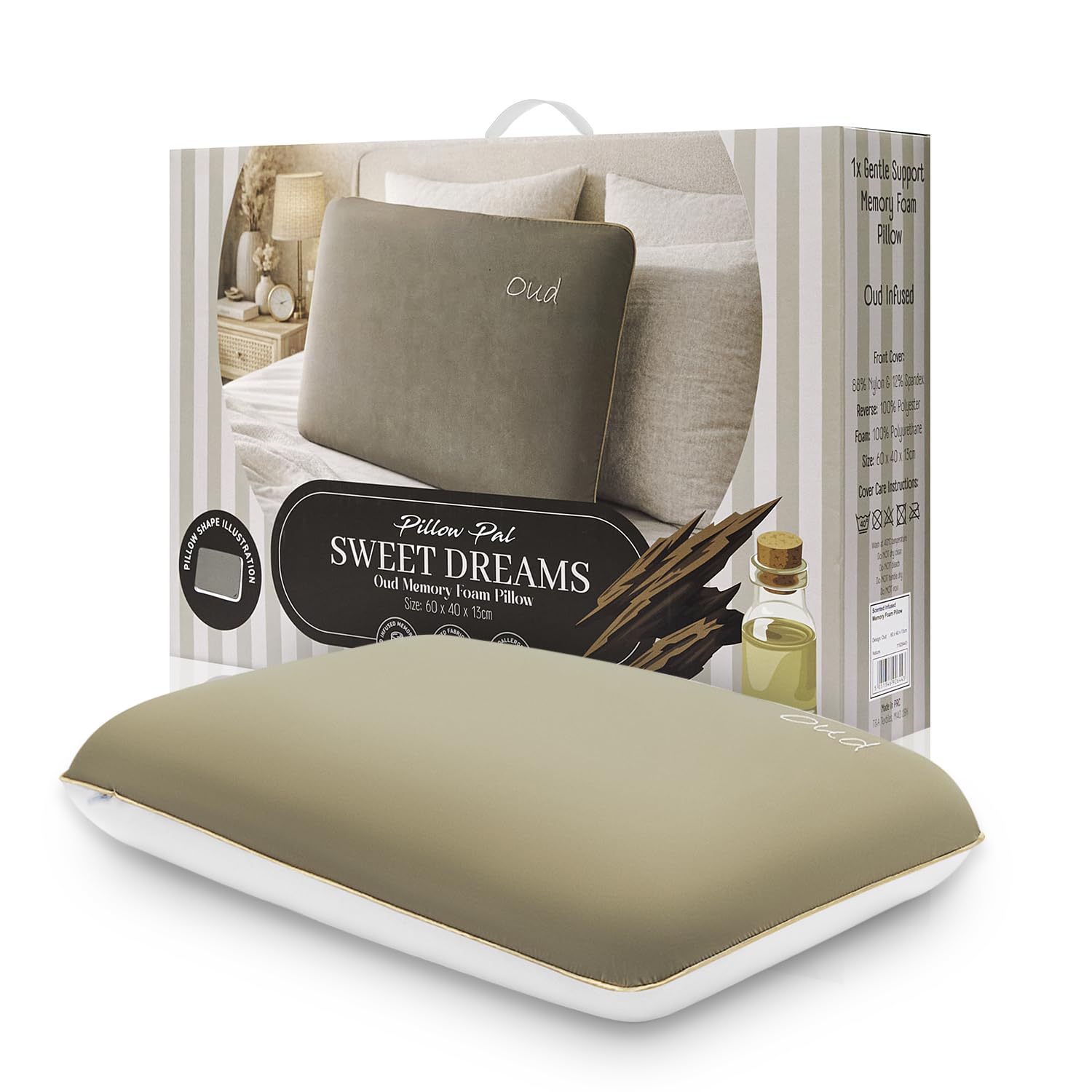 GC GAVENO CAVAILIA Oud Scent Pillow Memory Foam with Removable Cover