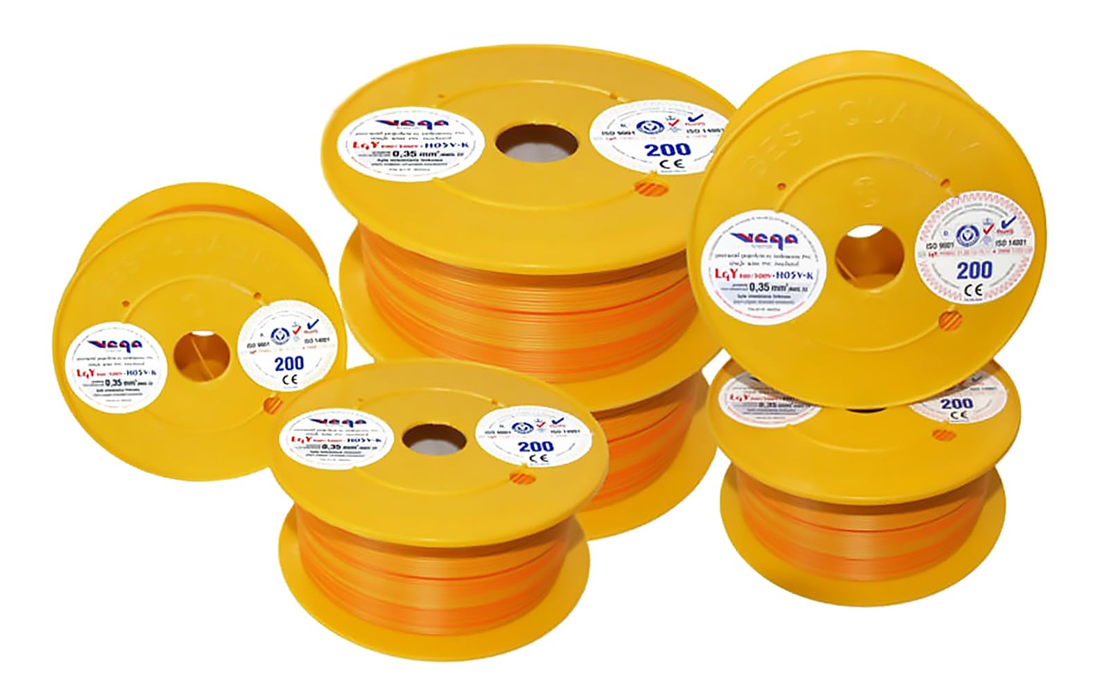 Przewód pojedynczy LGY/ H05V- K 0,35 mm2 200 m Kolor: pomarańczowy/żółty