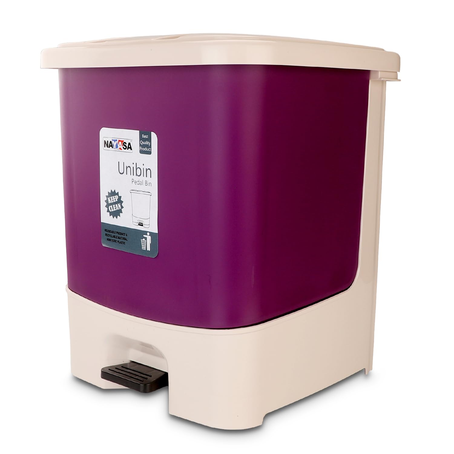 Nayasa 20L Square Dustbin - Pedal & Handle -2