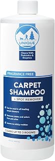 Unique Carpet Shampoo & Stain Remover, 32 oz - Pet Odor Eliminator and Bacteria and Enzyme Cleaner for Cat Urine, Dog Urine, Red Wine, Old Stains - Carpet Cleaner Spray for Machines & Manual Use