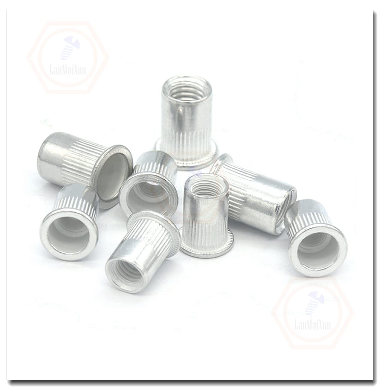 Lot de 50 écrous à rivets aveugles à tête plate M10 en aluminium