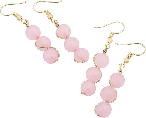 Miniatura 4 de TUMBEELLUWA Aretes colgantes de cuentas de cristal para mujer, aretes de gota de piedra curativa, hechos a mano, alambre de cobre, joyería de cuarzo