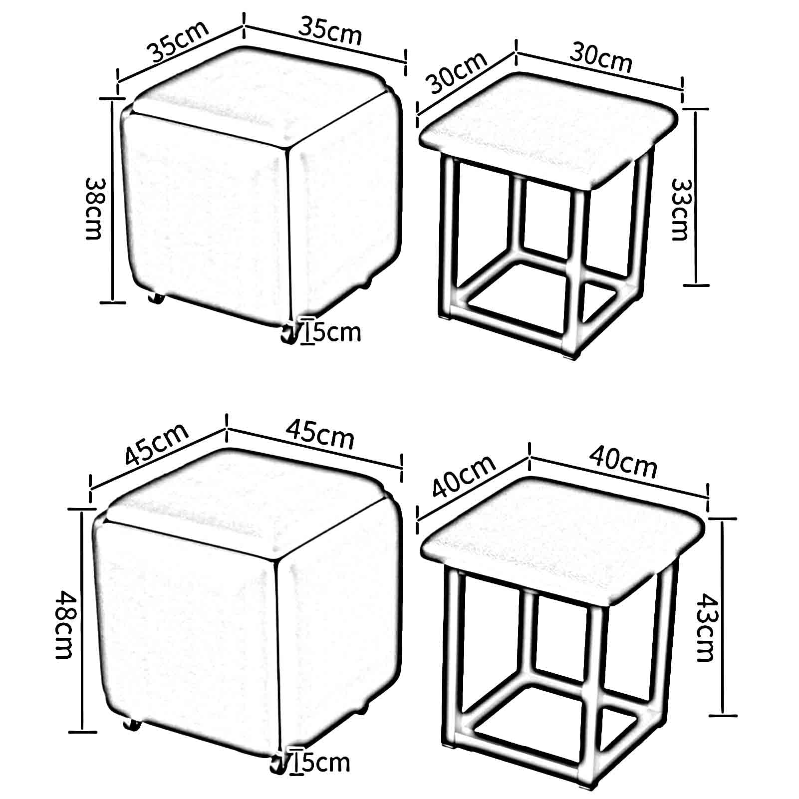 Divano Impilabile 5-in-1 Con Ruote - Sgabello Cubo Multifunzione In Velluto Per Soggiorno
