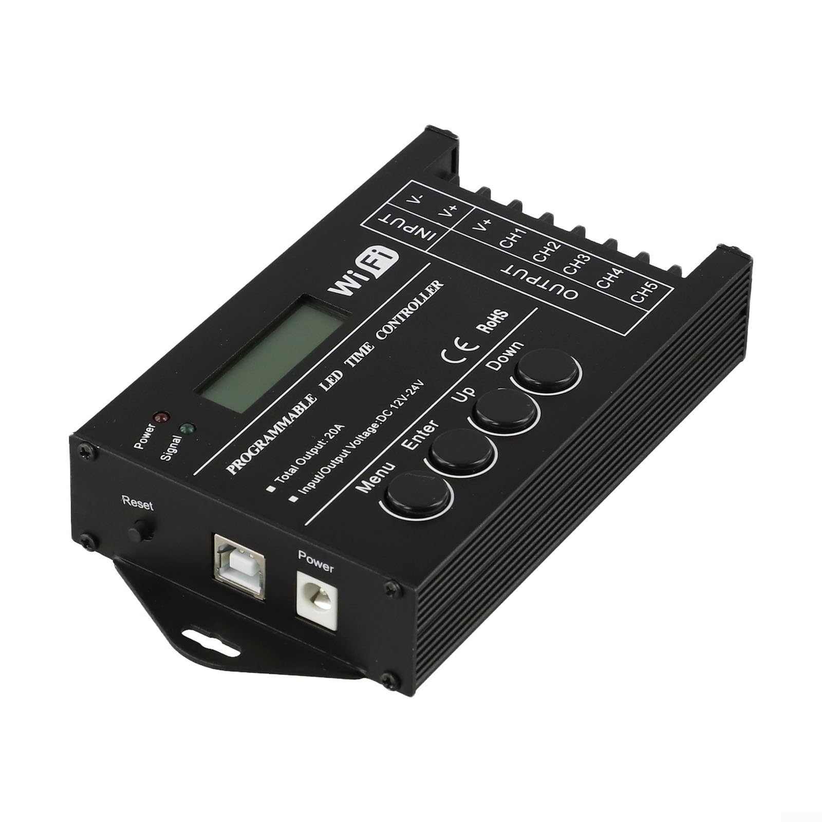 TC421 Controlador programable de temporizador LED de 5 canales RGB regulador de luz para módulos de tira DC12-24V sistema de programación con control de aplicación para cultivo de plantas y