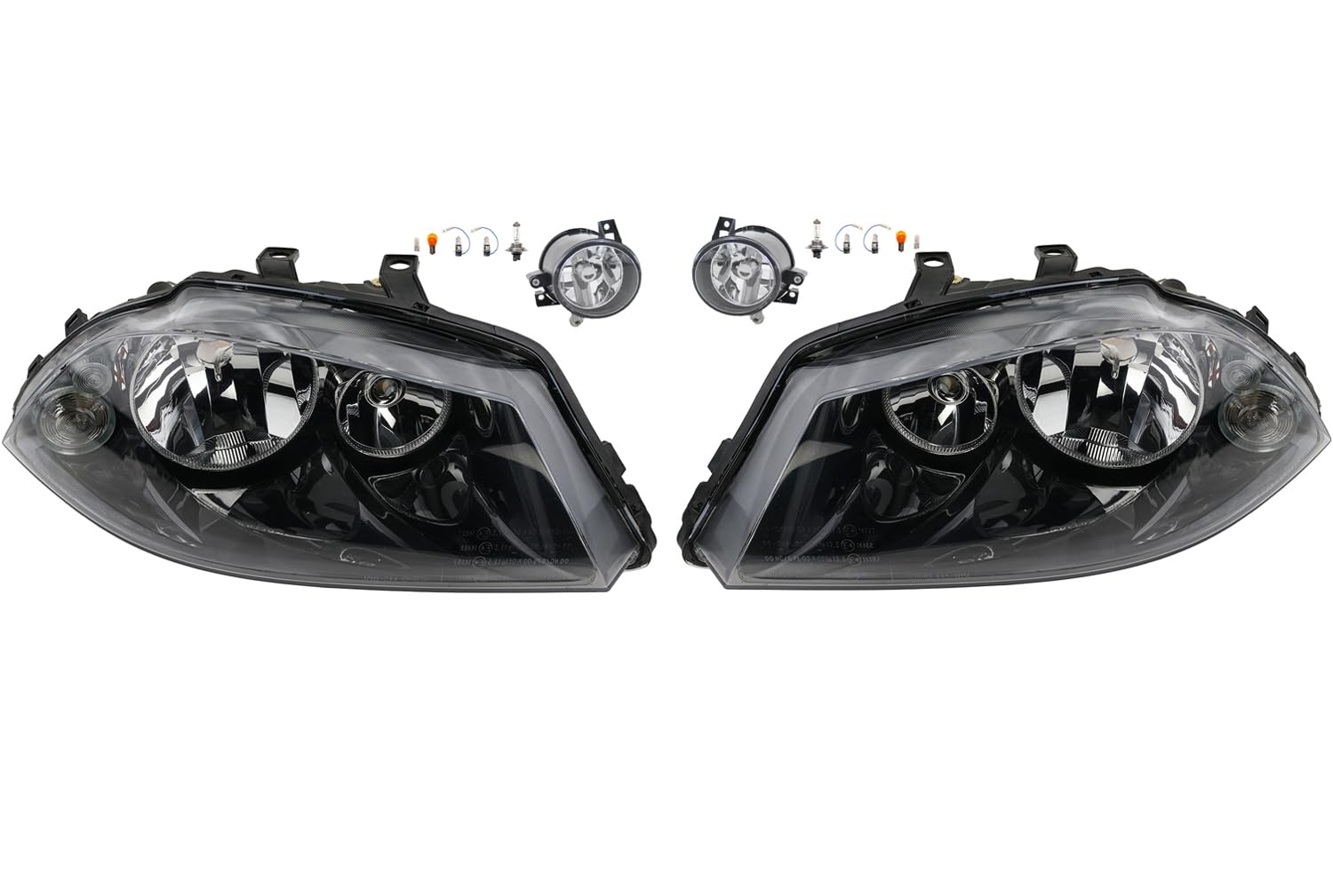 Johns, Set di fari alogeni sinistro e destro, adatto per Seat Ibiza Cordoba 6L 05/07 – con indicatore di direzione + fendinebbia + lampadina