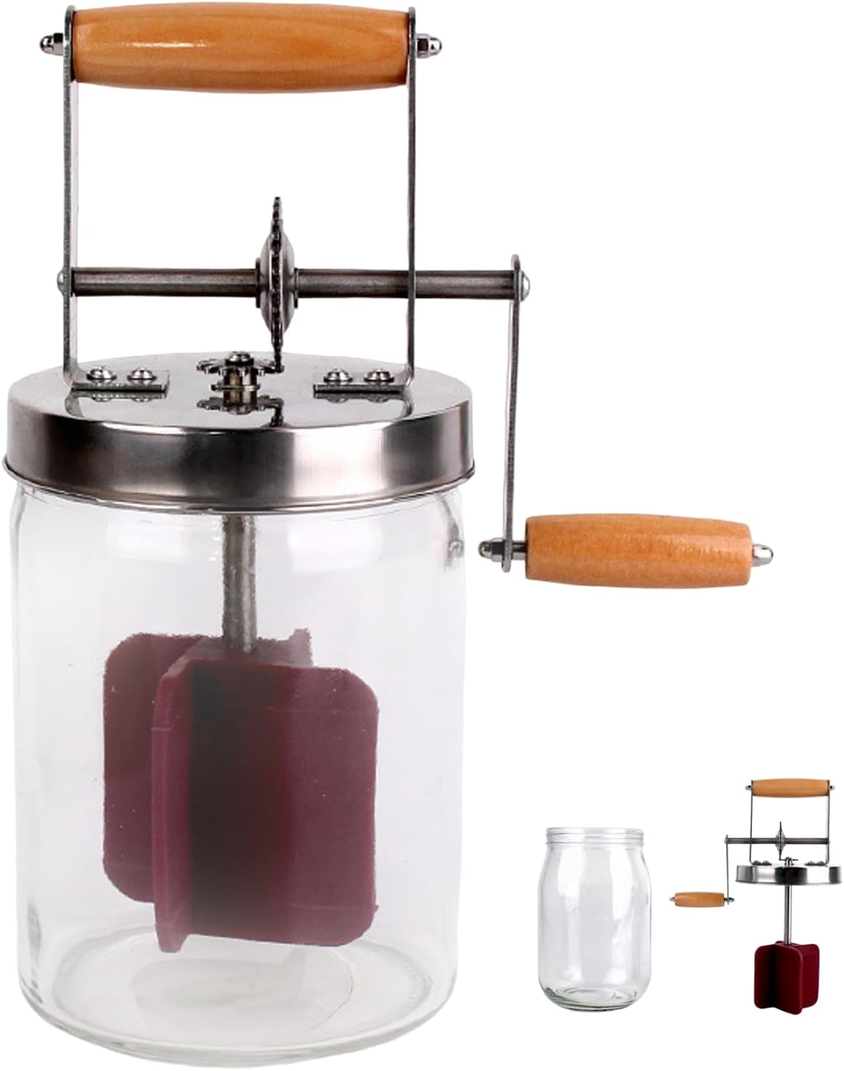 Easy To Use Glass Butter Churner Butter Churner Hand Crank Butter Churner 1500ml Manual Hand Crank Wide Mouth Cream Homemade Butter Churn Washable Butter Maker For Home Kitchen Restaurant