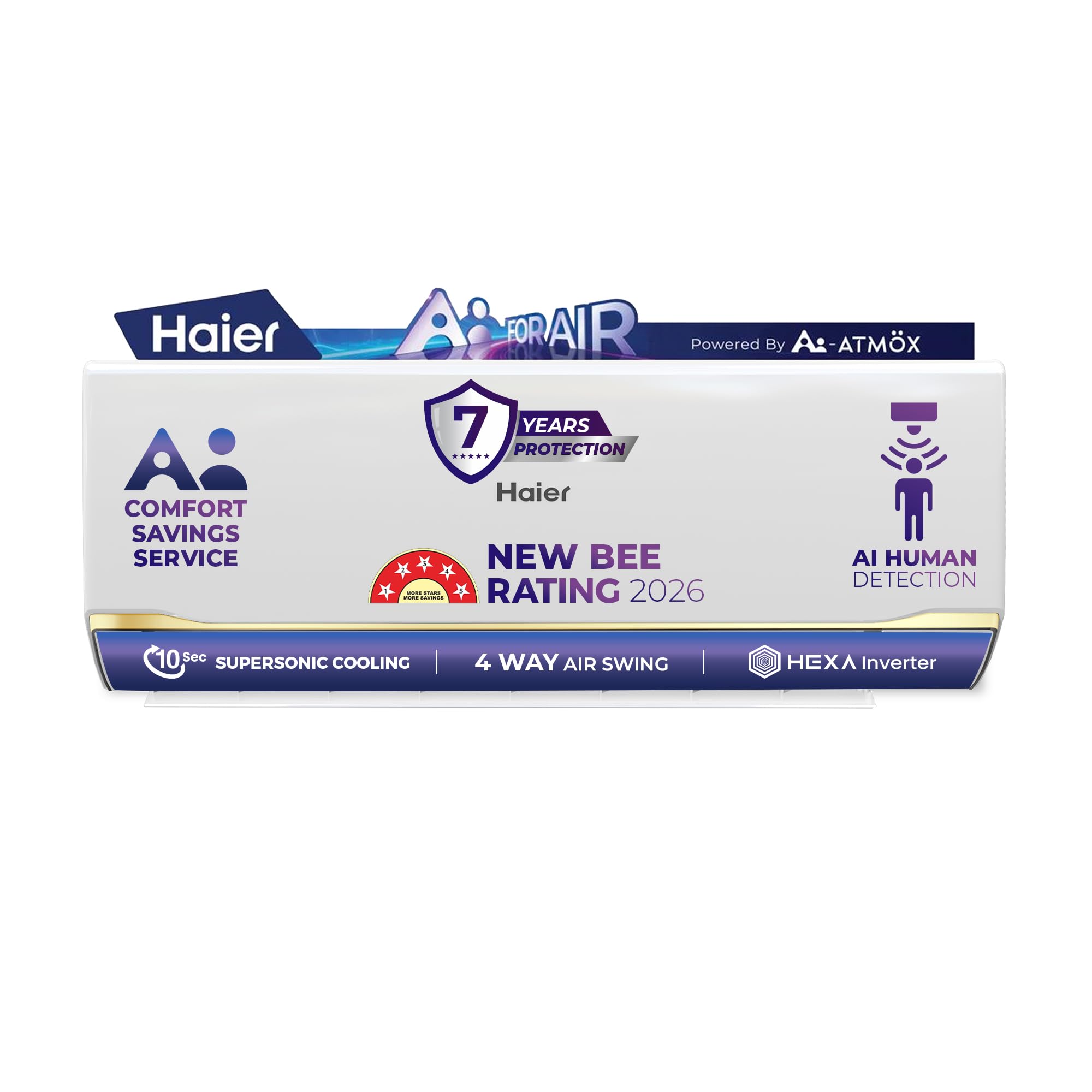 Haier Desert Rose 1.8 Ton 5 Star, New star rated, Wi-Fi HEXA Inverter Smart Split AC (AI Cooling, Energy Saving & Self-Clean, Human Detection, Copper, 4-way, Cools in 10 Sec at 60°C)-HSA20DSD-GAI5NB-I-image-17