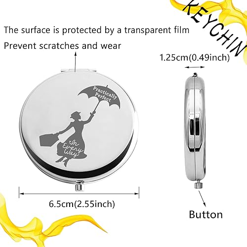 Miniatura 2 de KEYCHIN Espejo de bolsillo Mary Qoute para regalar a los fans de Mary Qoute, prácticamente perfecto en todos los sentidos, espejo compacto para